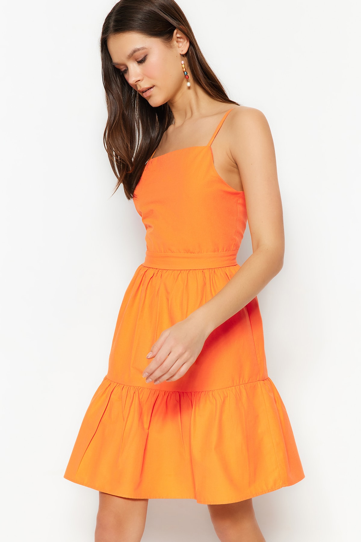 Trendyol Collection Kleid Orange Skater Fast ausverkauft