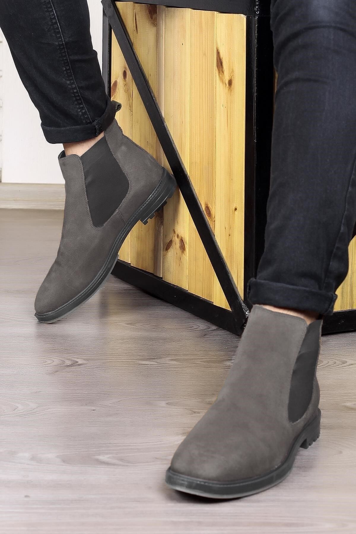 Dark grey outlet suede boots