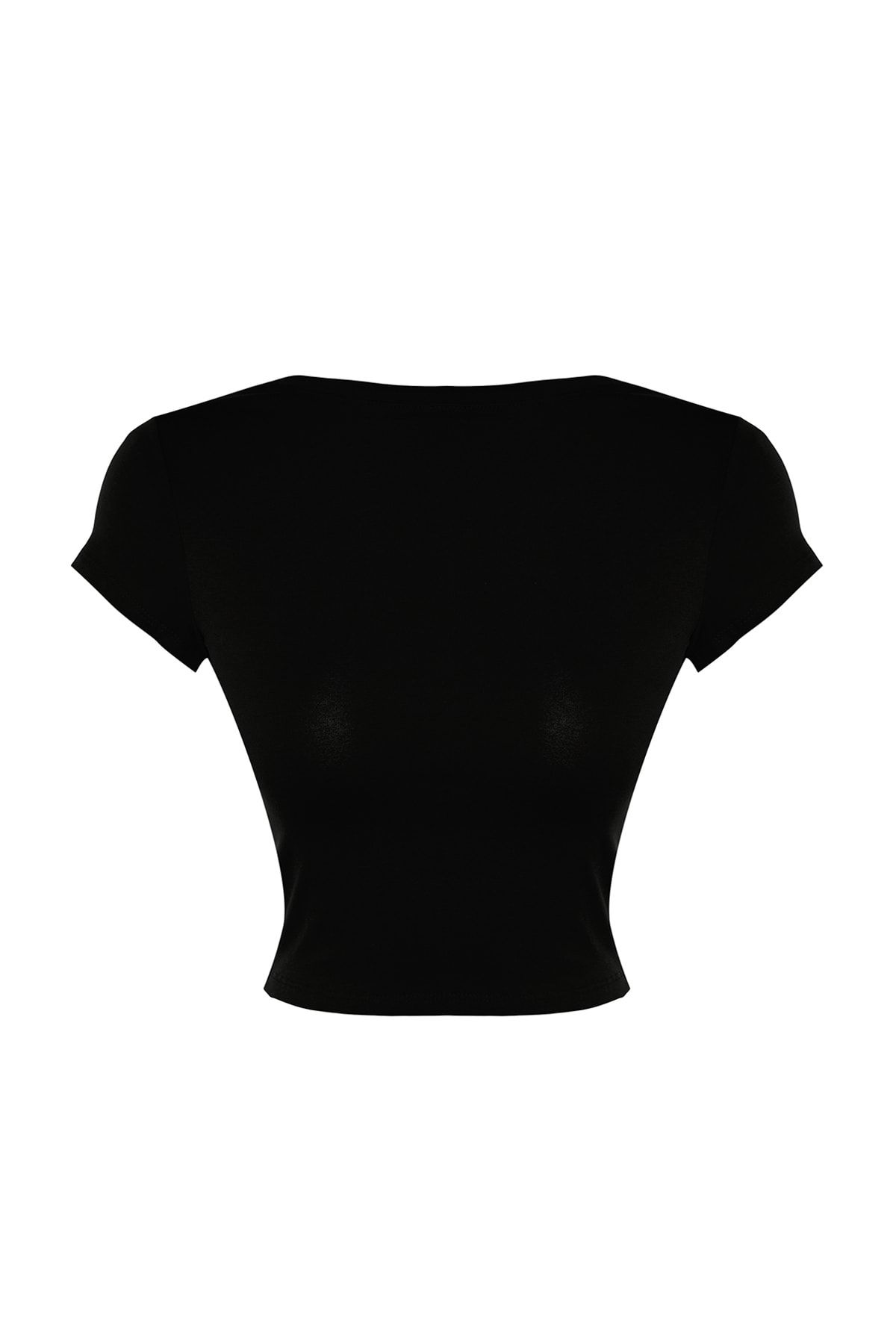 Trendyol Collection-Schwarze, rückenfreie, bauchfreie, dehnbare Strickbluse aus Baumwolle TWOSS23BZ00912 7