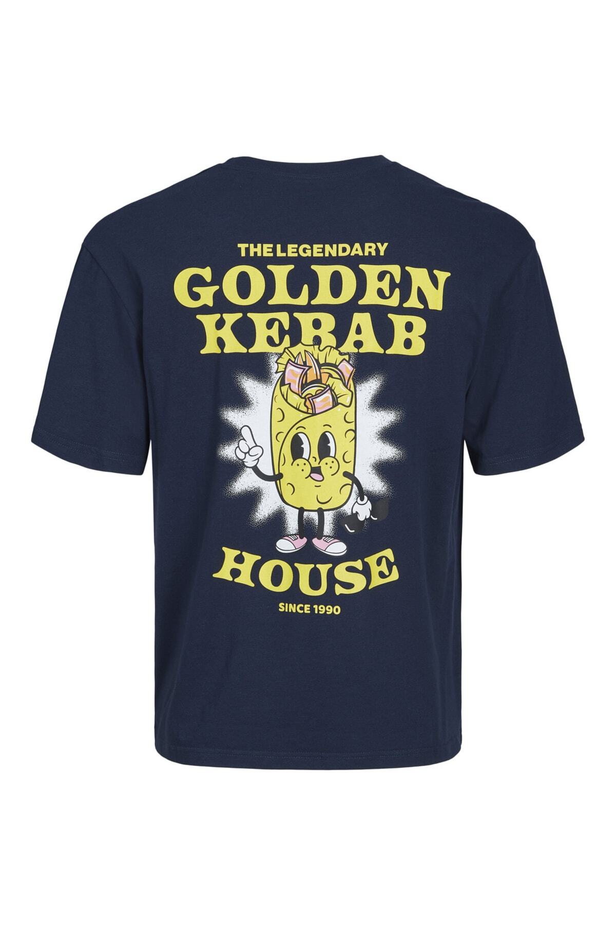 تیشرت مردانه آبی سرمه ای جک اند جونز | 12232251 اورجینال - تصویر 3