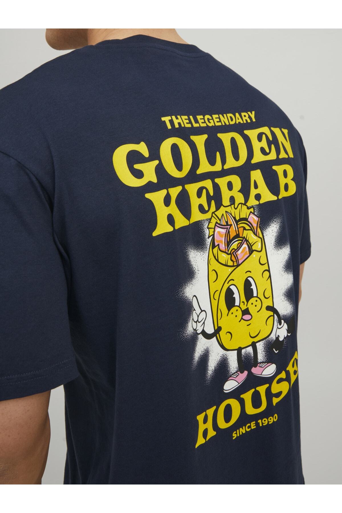 تیشرت مردانه آبی سرمه ای جک اند جونز | 12232251 اورجینال - تصویر 4