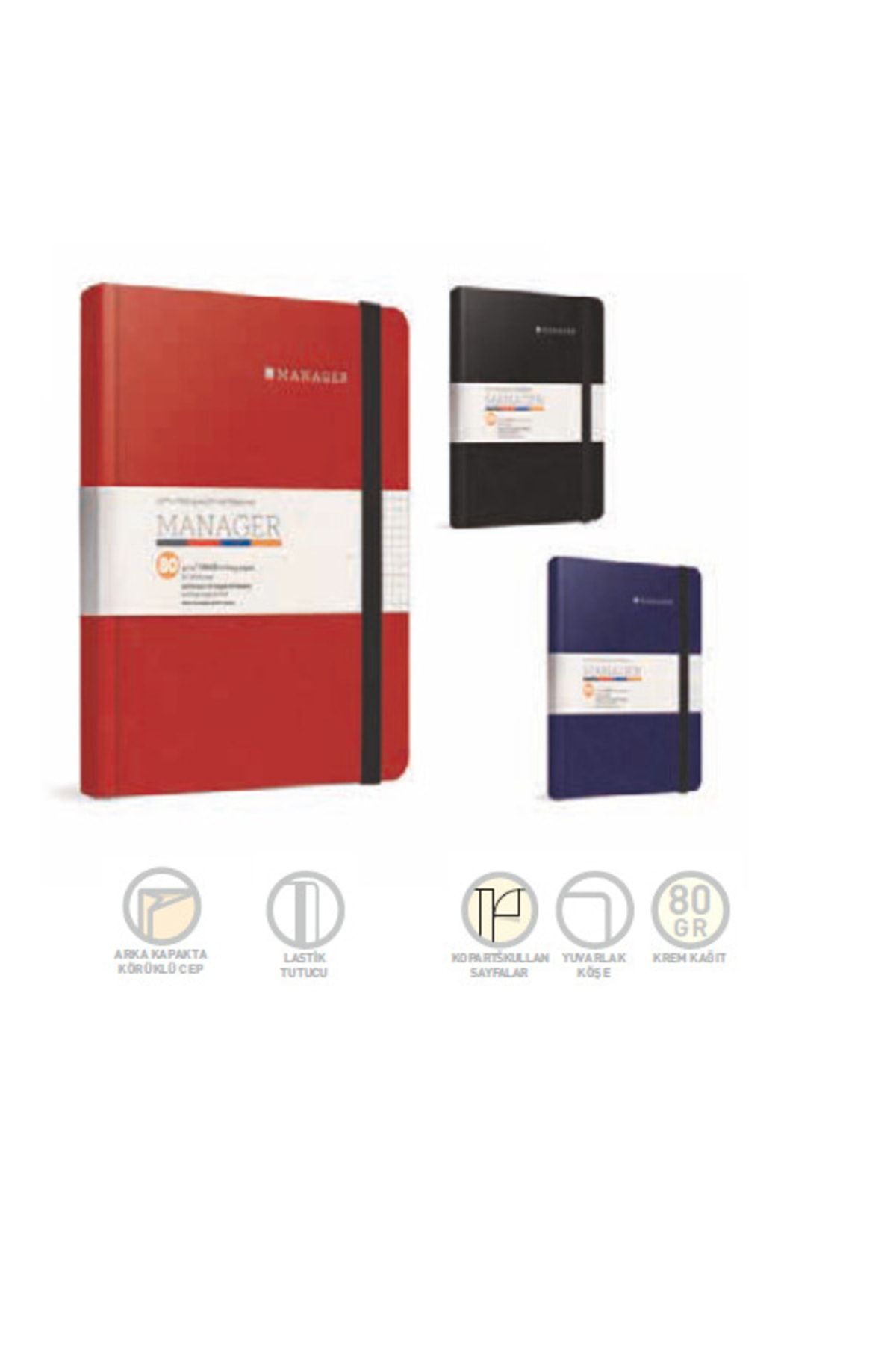 Gıpta-Manager Rope Stitched Soft Hard Cover Notepad A5 80 Sheets Lined (Pack of 4) 5741 4