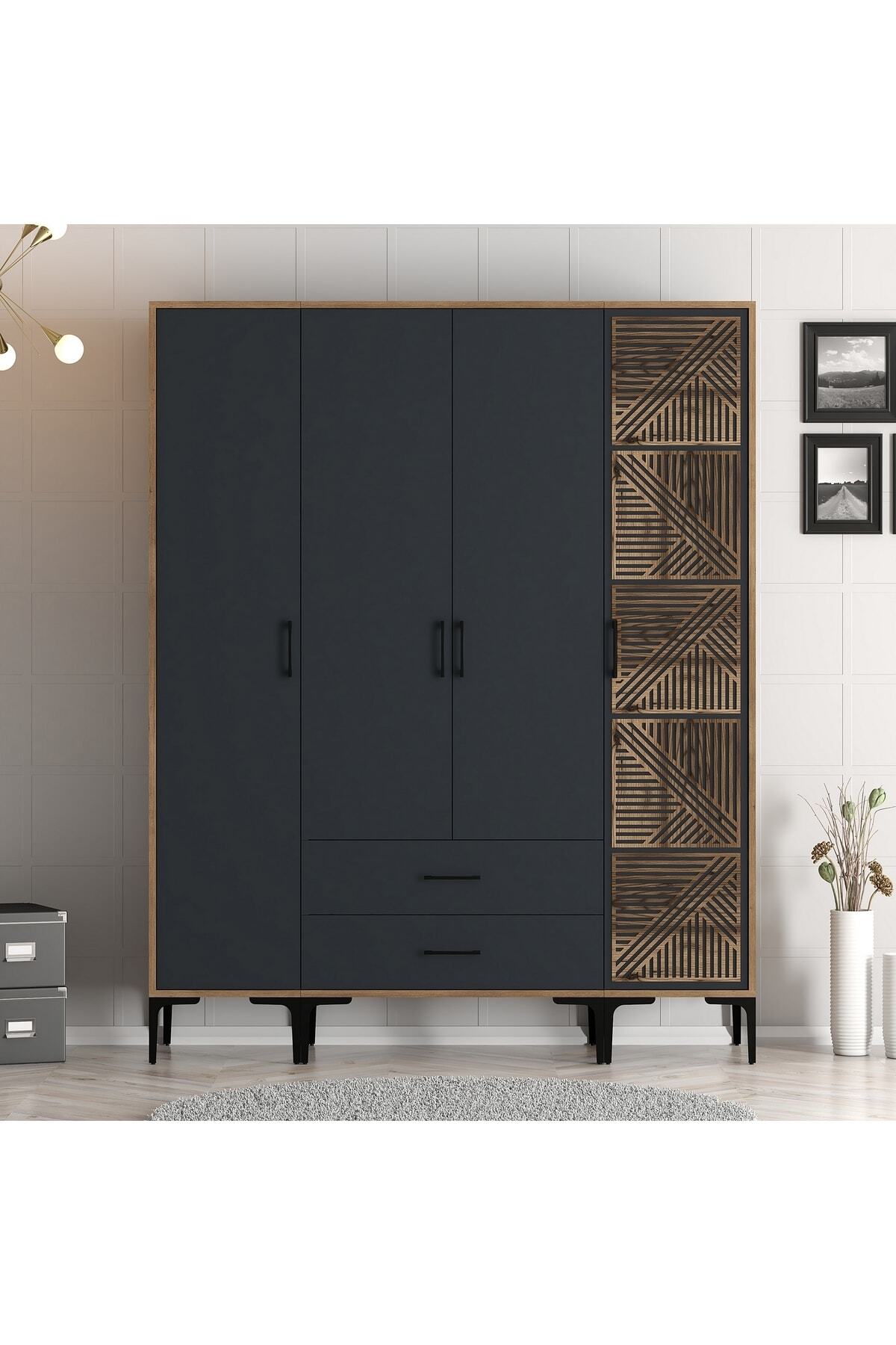 Beach 4-Door Wardrobe Stp - Anthracite