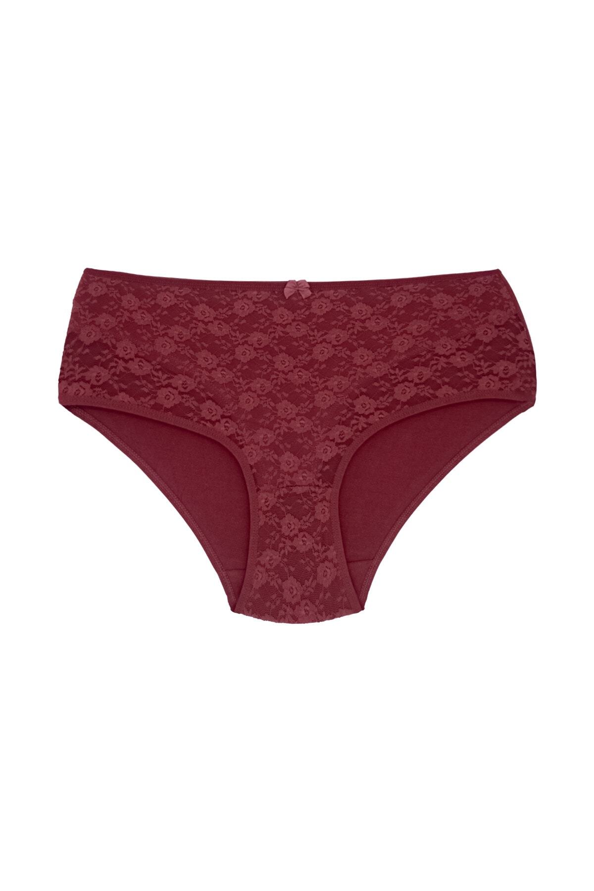 HNX-2-Piece Double Layer Lined Lace Back Cotton Plus Size Women's Panties 3