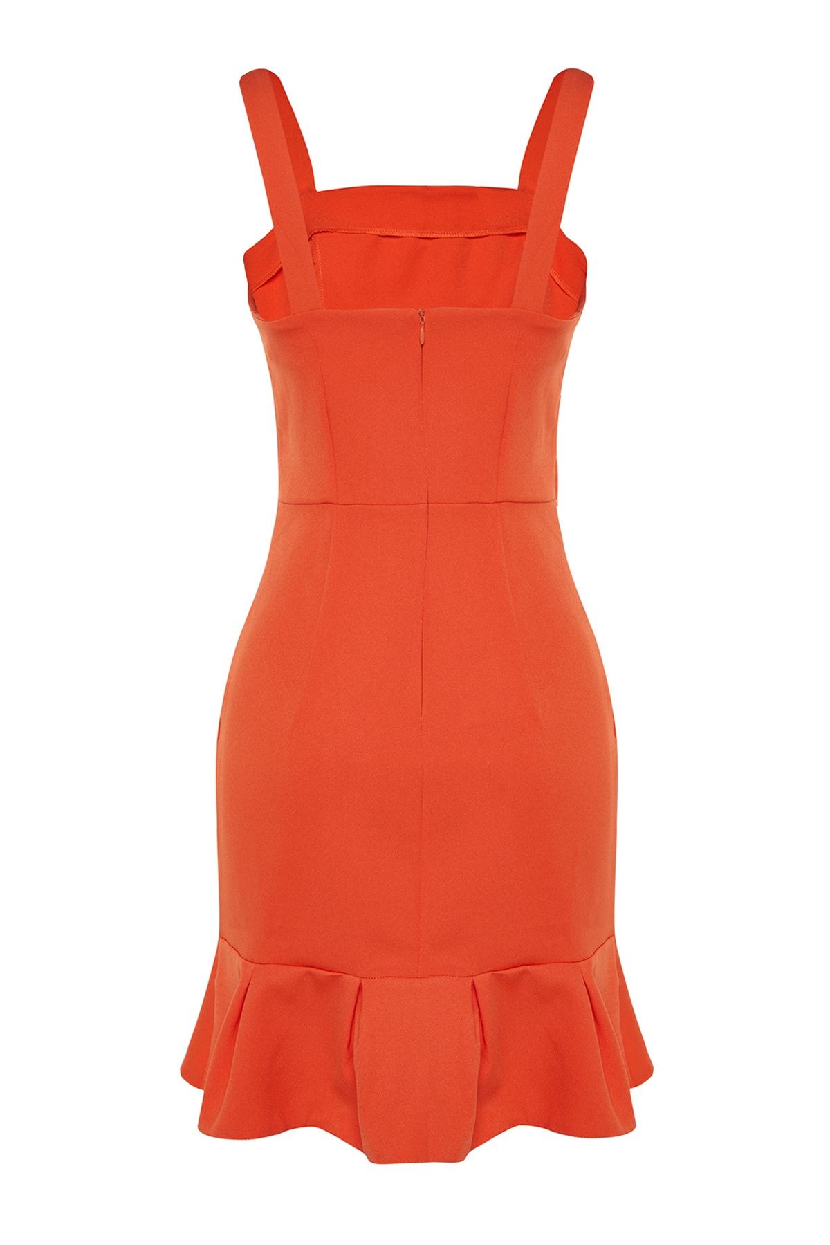 Trendyol Collection-Orange A-line Pleated Square Neck Mini Woven Dress TWOSS23EL01279 8