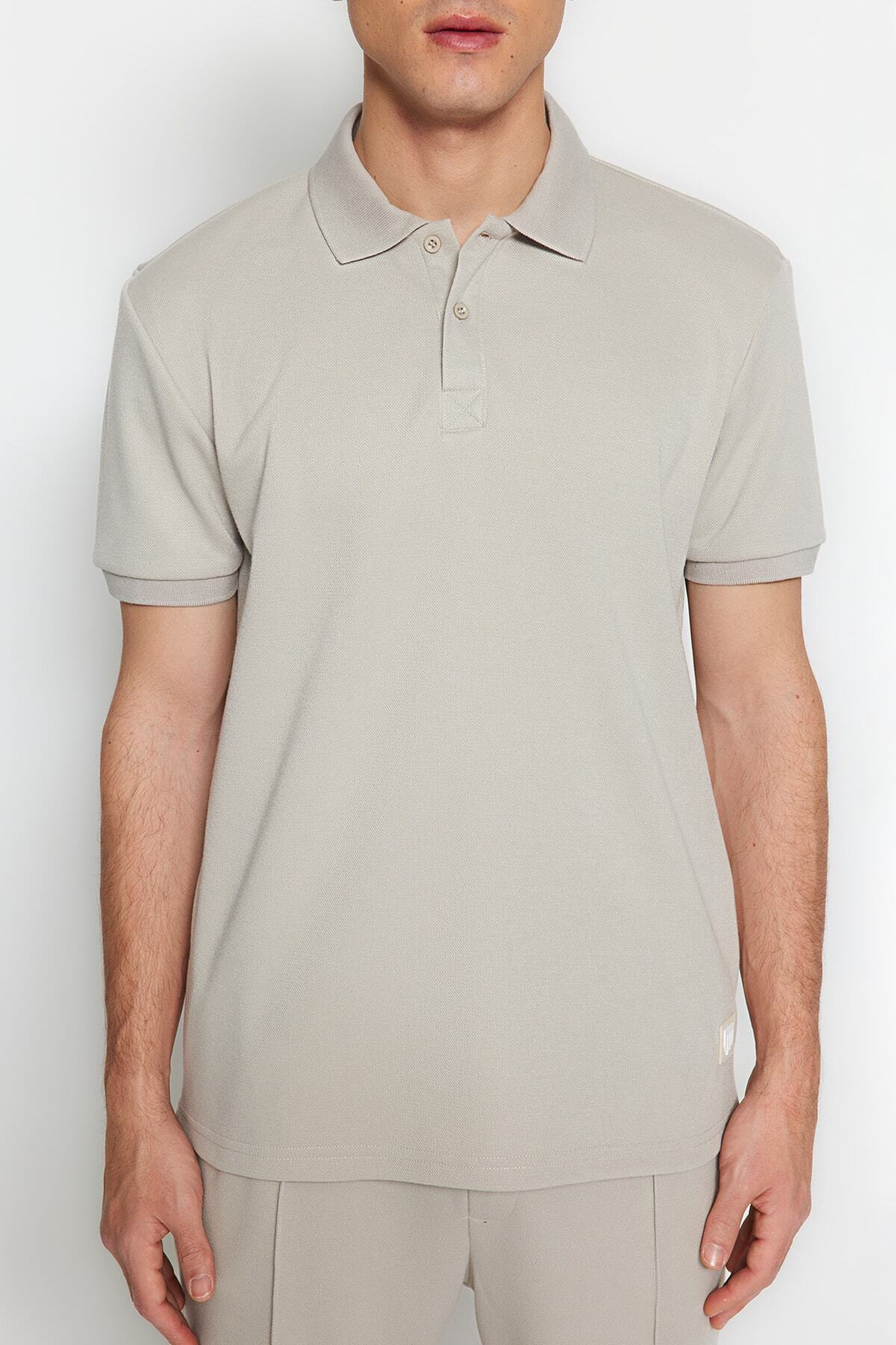 Kolekcia Trendyol-Tričko Label Appliqued POlo Collar STone Color - Regular CuT TMNSS23po00016 3
