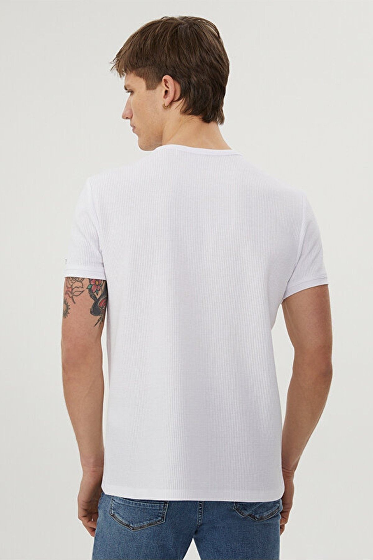 تی شرت سفید مردانه دوچرخه Basic Tshirt LF 2029027 Loft