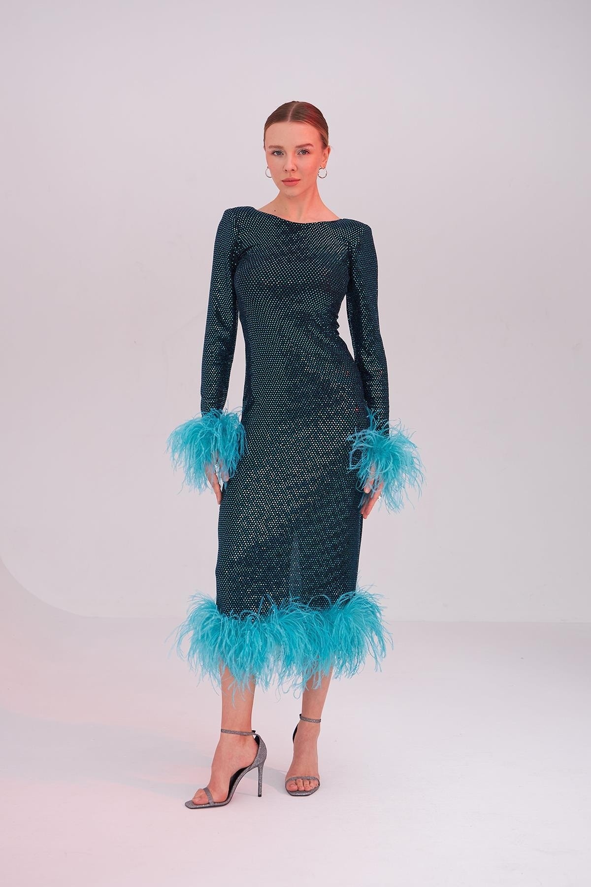 Patrice Furry Blue Long Dress