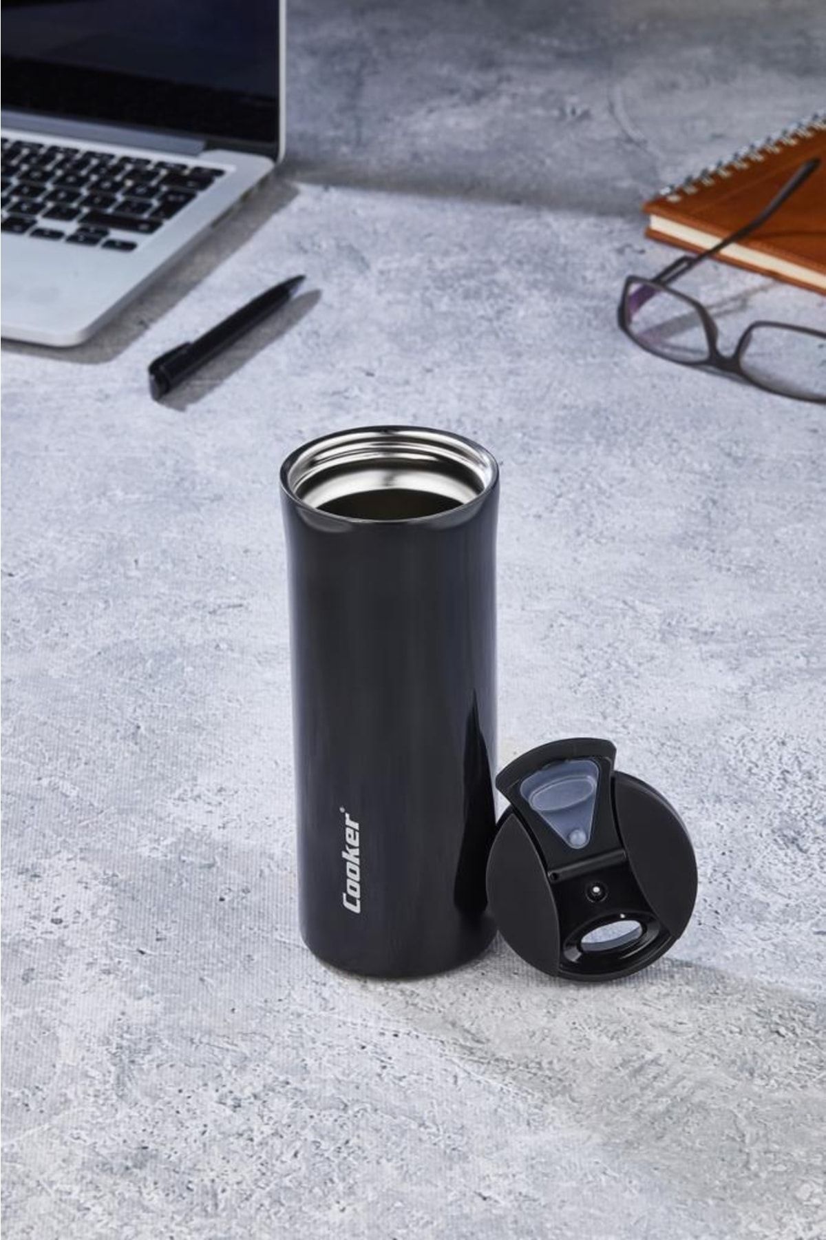 فلاسک مشکی Assos 0.40 میل فنجان فولادی Cooker