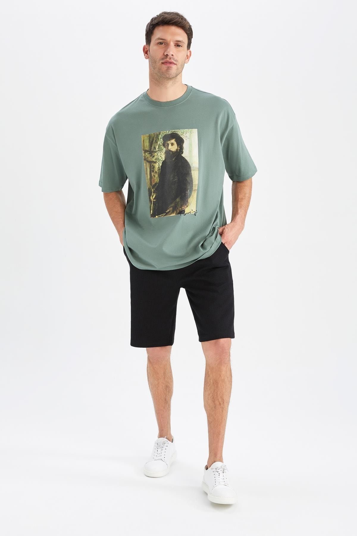 DeFacto Claude Monet Oversize Fit Bisiklet Yaka Sırt Baskılı Tişört PG9057