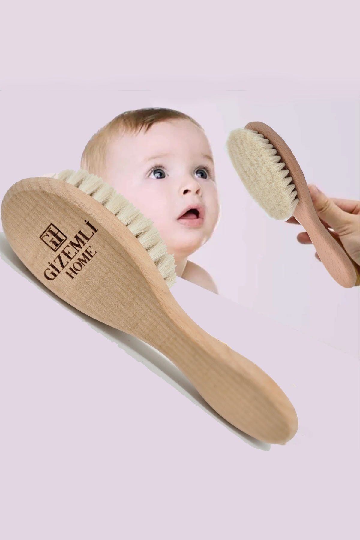 Gizemli Home Bebek Saç Fırçası %100 Doğal Keçi Kılı Maxi Boy Bebek Tarağı (extra Yumuşak)
