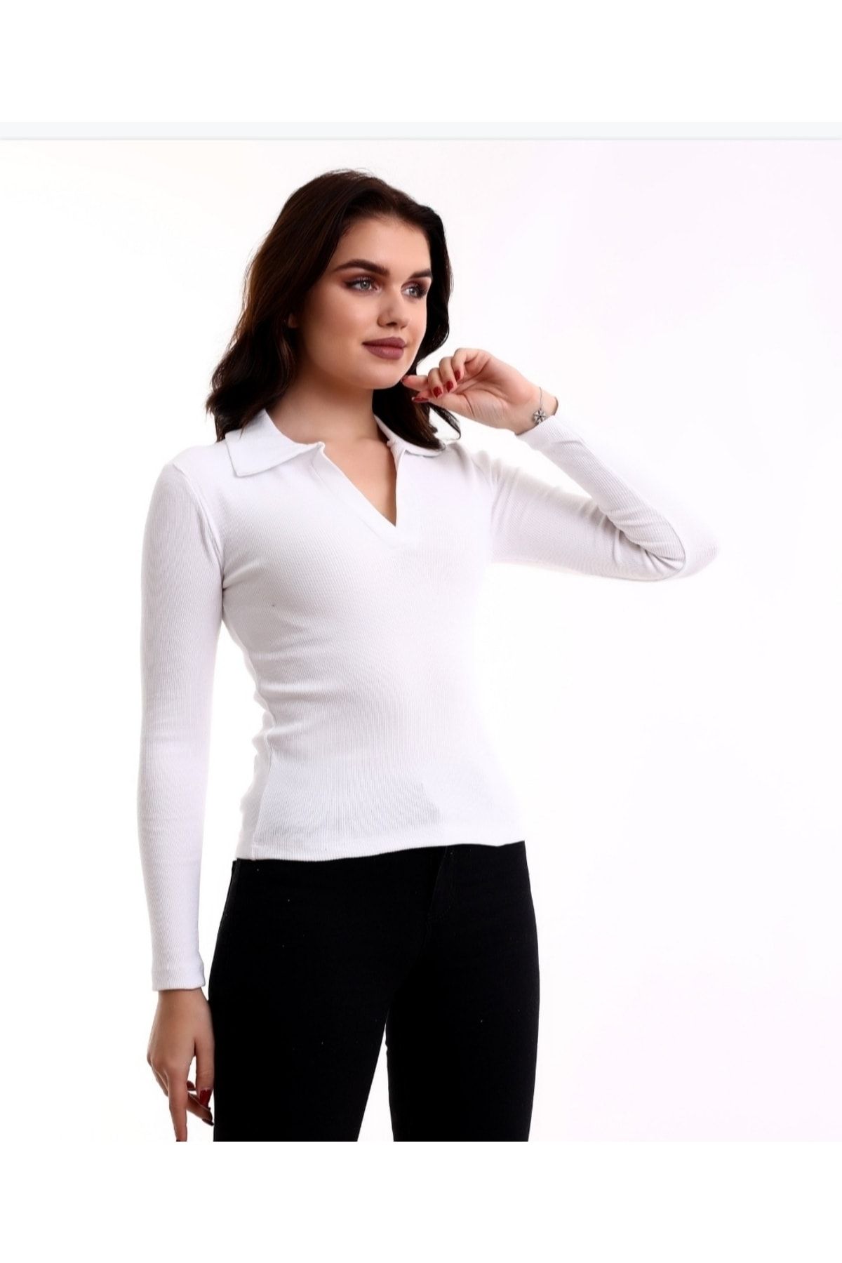K smetin Buti i Women s White Polo Neck Bodysuit BADY Trendyol