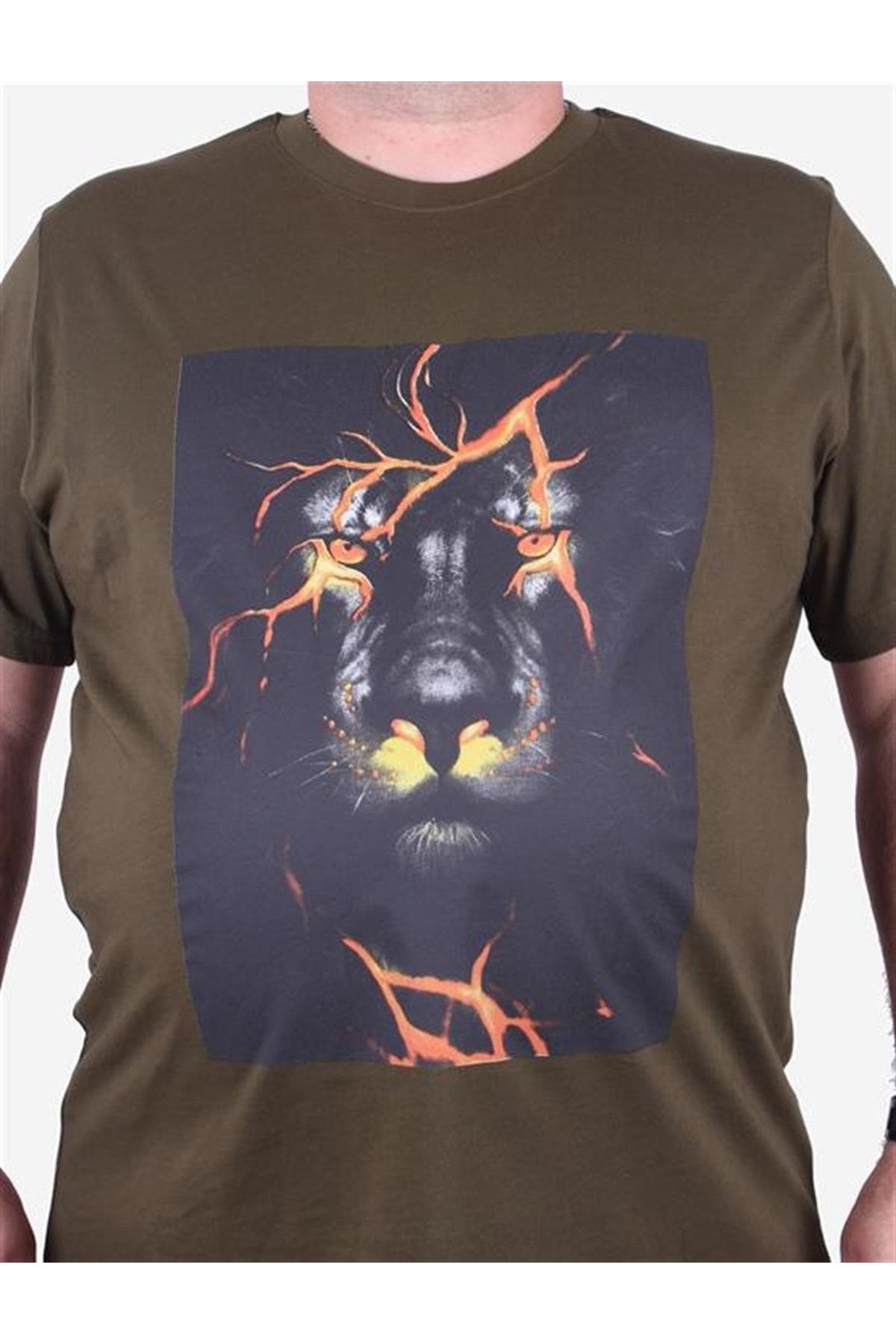 Starbattal-Tricou cu imprimeu pentru bărbați de mărime mare Lion 23138 verde militar 3