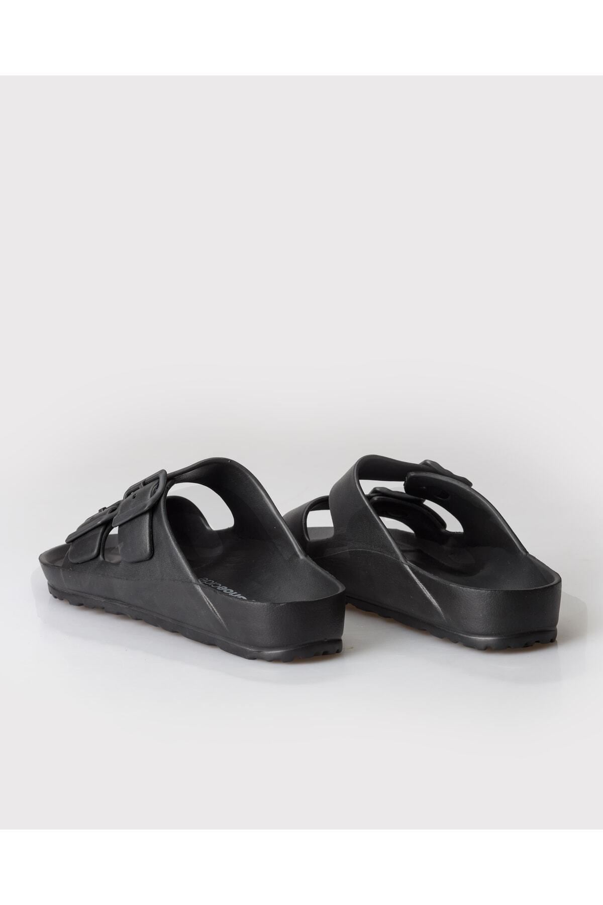 shoecide Siyah Erkek Eva Çift Bant Tokalı Confort Terlik görsel 2