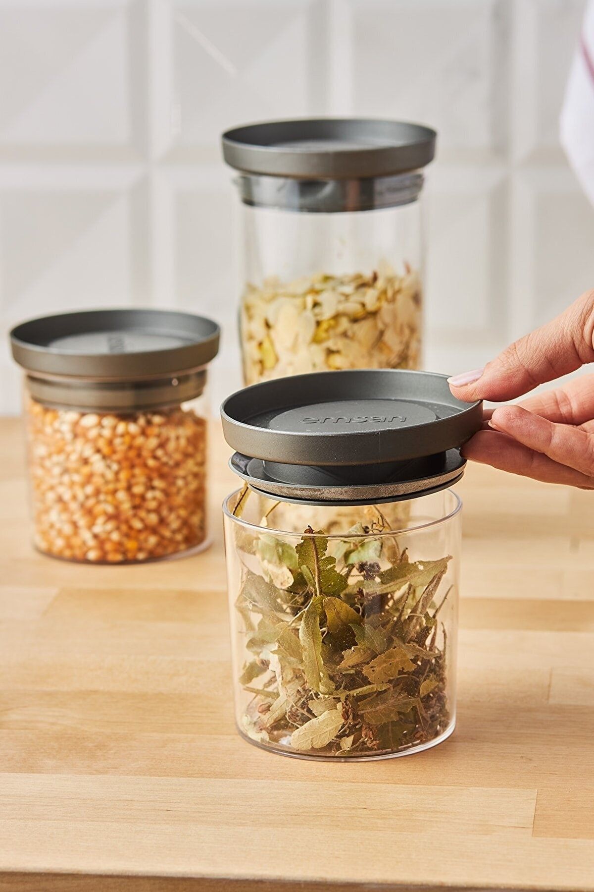 Emsan-Arya 3-Piece Small Storage Container Gray 4