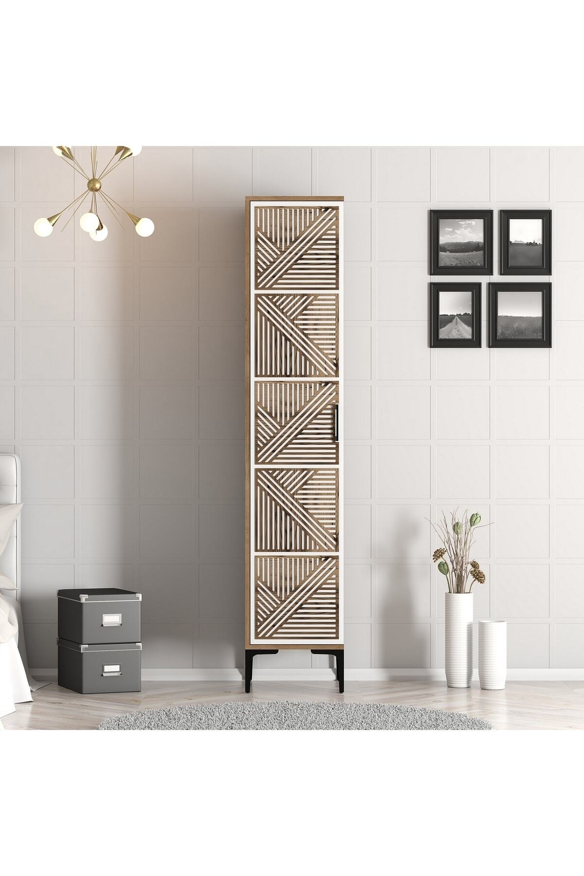 Beach 1 Door Wardrobe P - Walnut / White