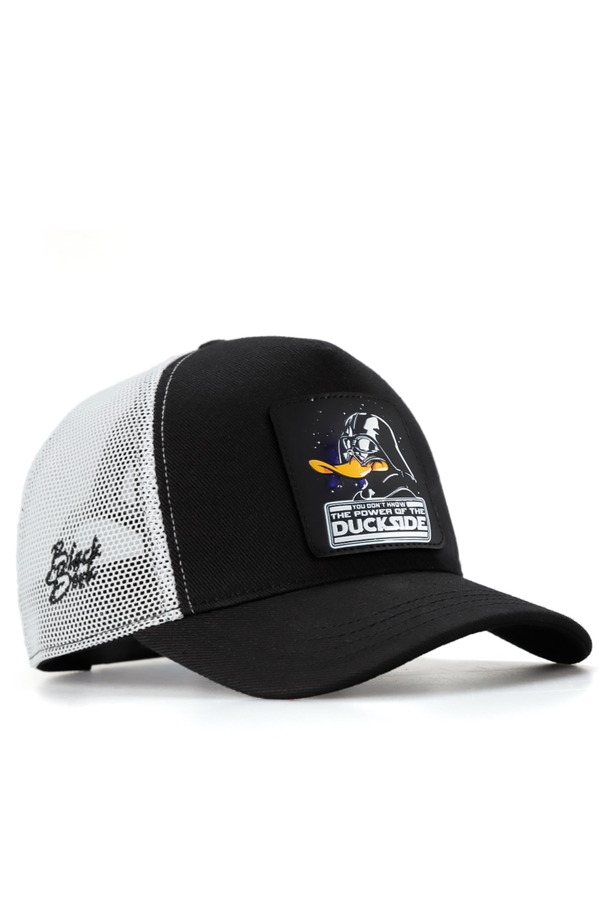 BlackBörk V1 Unisex Trucker Duckside11 Logolu Siyah-Beyaz Cap Şapka