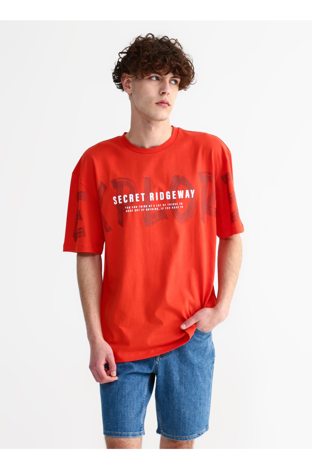 لیمون کمپانی شلوارک جین مردانه لیمویی کمر معمولی اسلیم فیت مدل Indigo Light Elsm-156