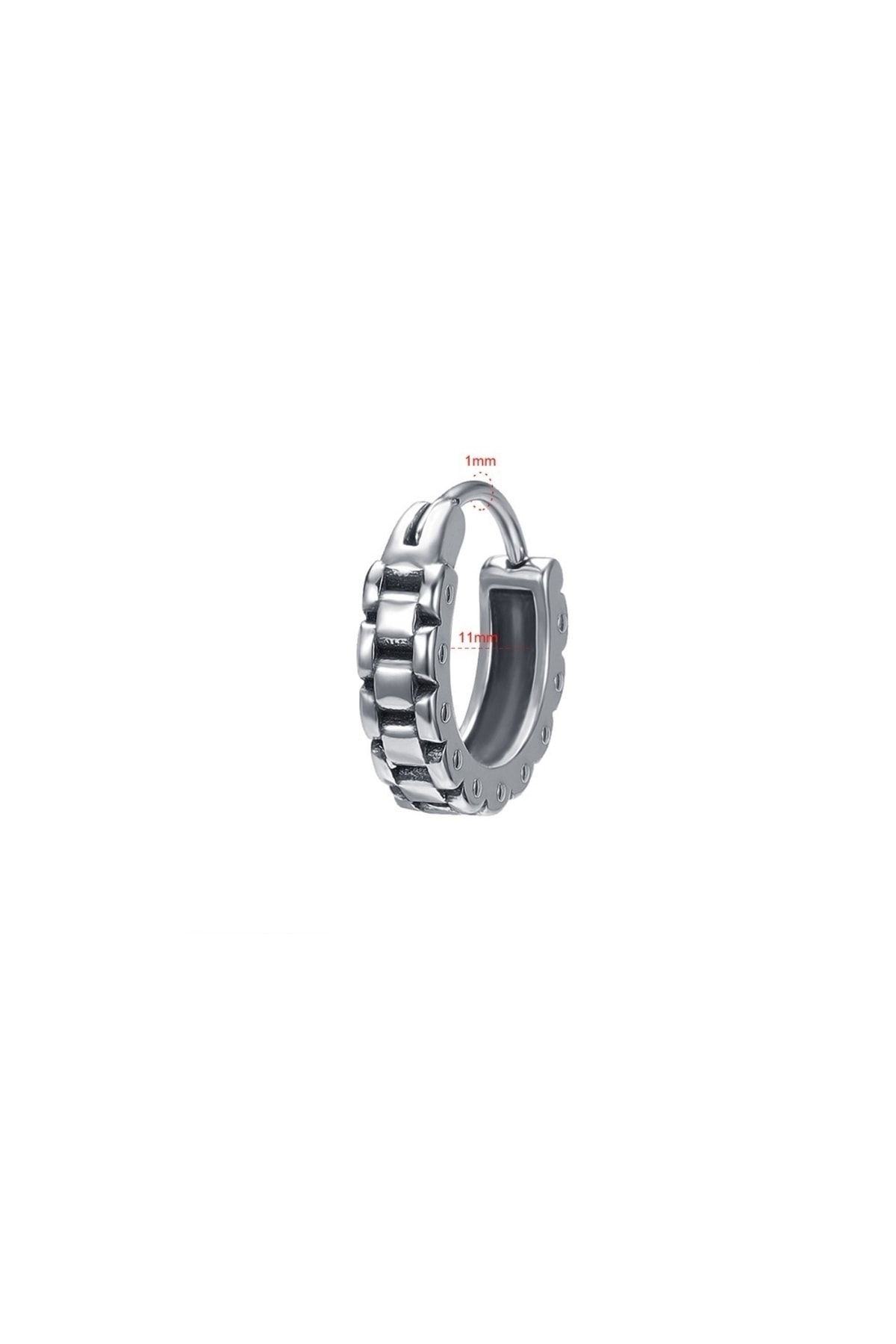 Viking-Chain Patterned Ring Snap Vintage Design Men's 316l Steel Earrings 2