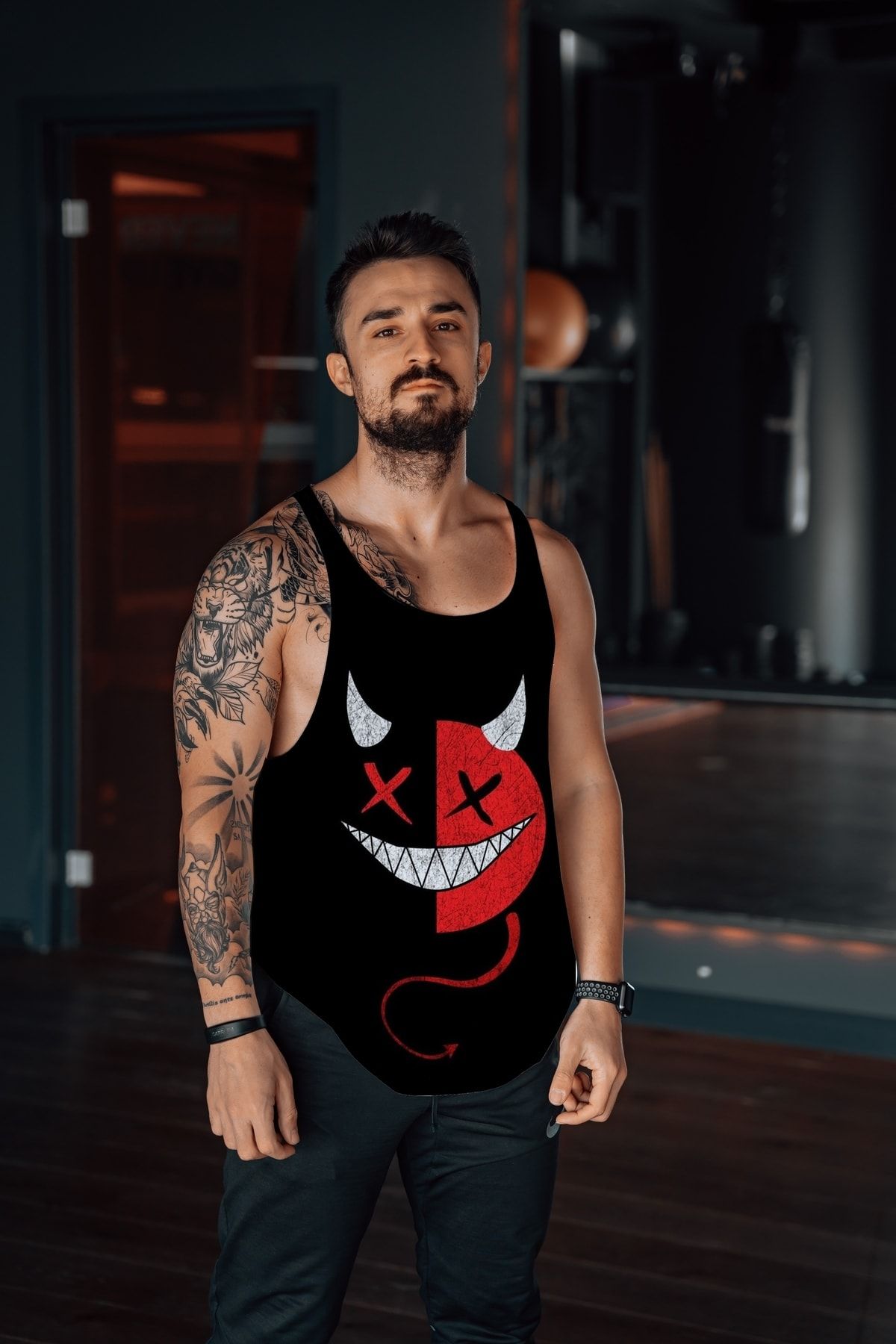 Freeyez Bad Smile Red Gym Fitness Tank Top Atlet Unisex - M