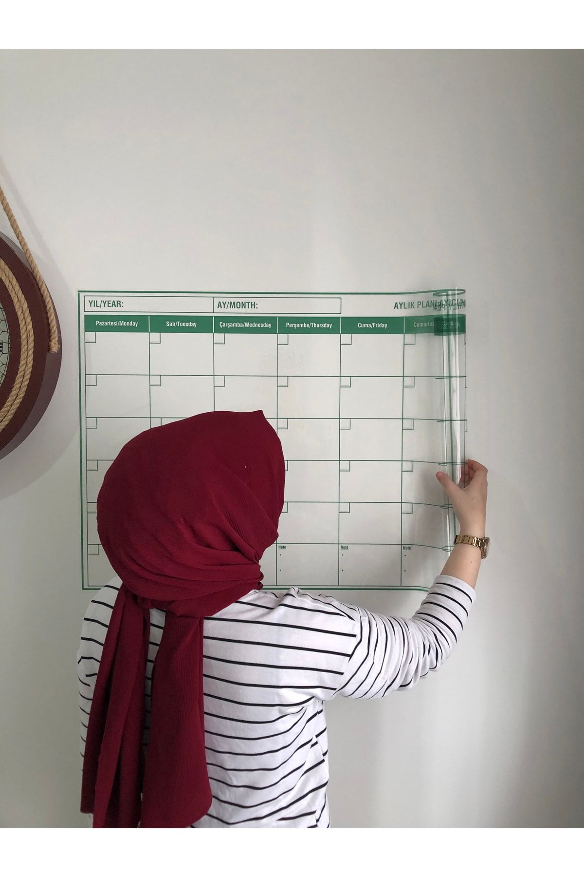 Tutunabilir Kağıt-Calendar planificator lunar inteligent static de 85x56 cm - Tablă de hârtie, aplicată pe perete și sticlă 5