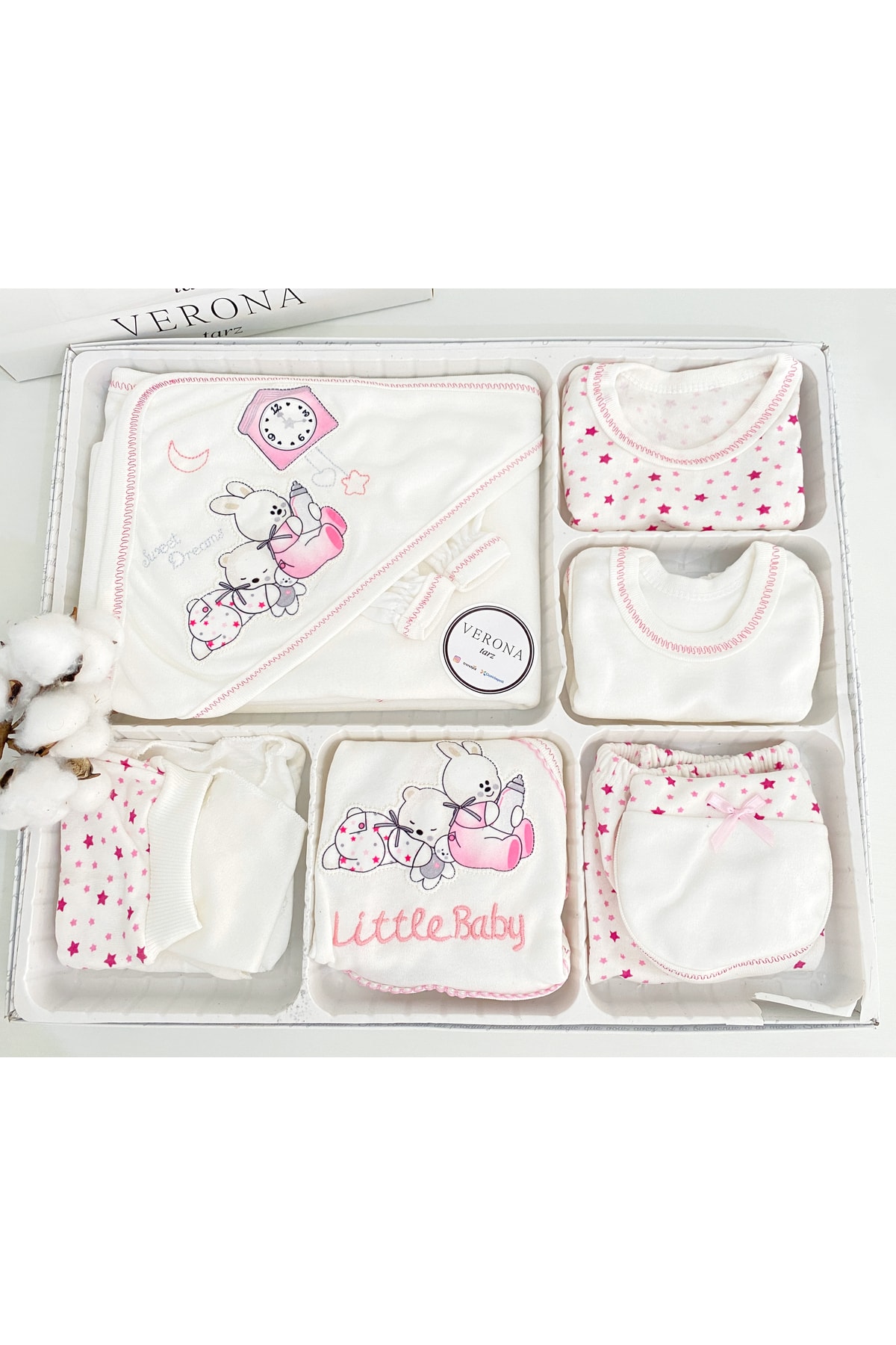 VERONA TARZ 11 Parça Tavşan Nakışlı 11’li Hastane Çıkışı Kız Erkek Bebek Yeni Doğan Kıyafeti Zıbın Set