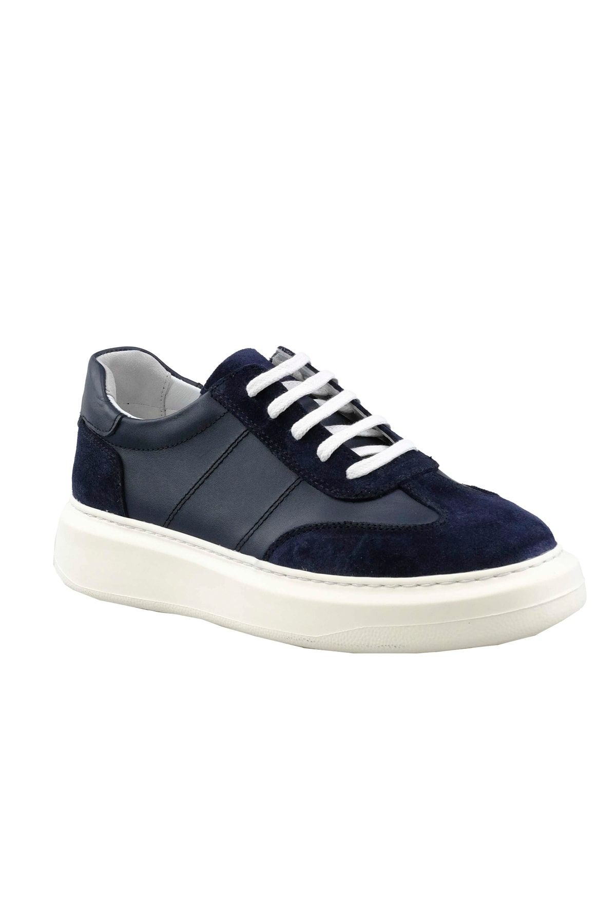 Morven Men s Navy Blue Suede Navy Blue Leather Garnished White