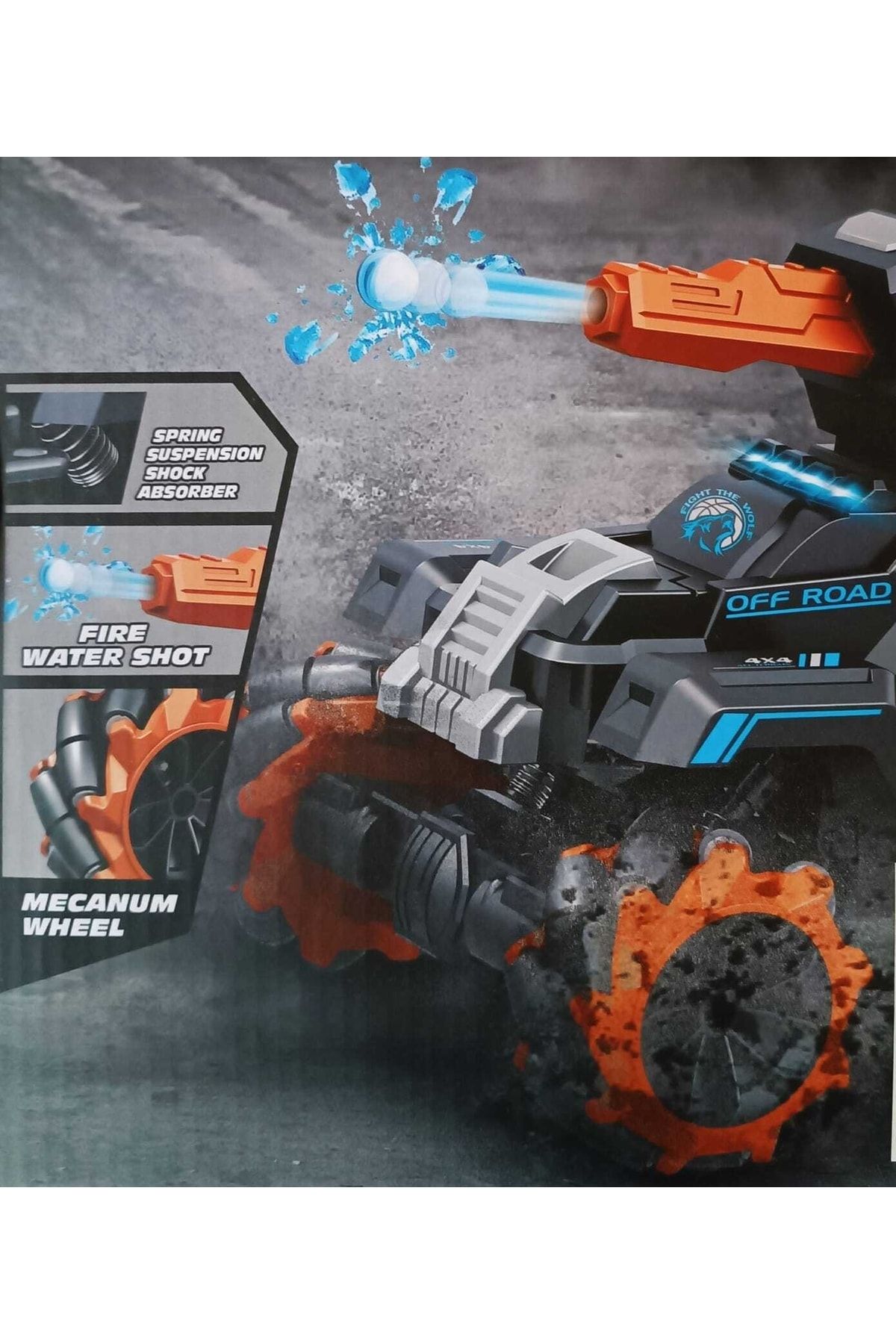LRS STORE Su Boncuğu Atan Kumandalı Şarjlı Tank Araba Climbing Dev Boy 4x4 Jel Blaster Tüfekli NY10405