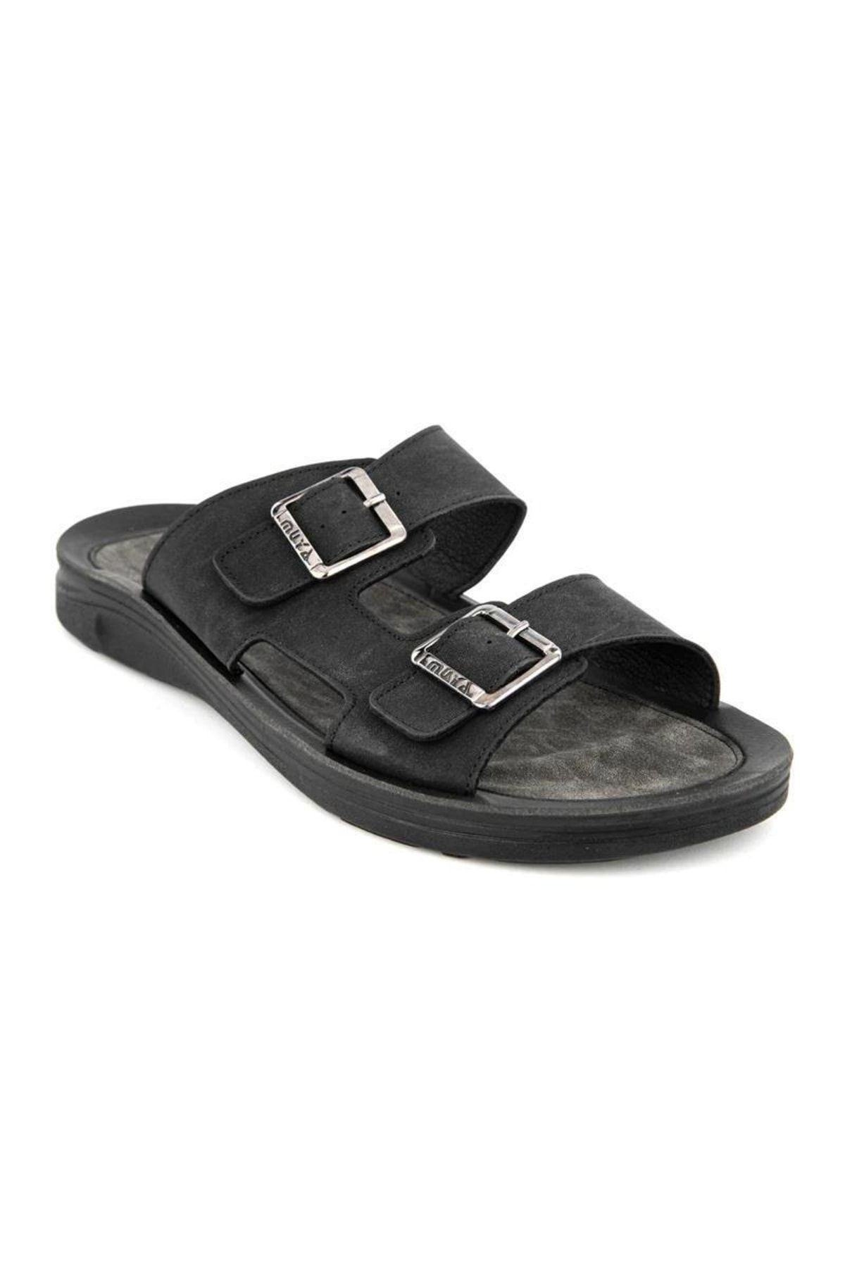 دمپایی سیاه مردانه Slipper مردانههان Double Backle 33300 Muya