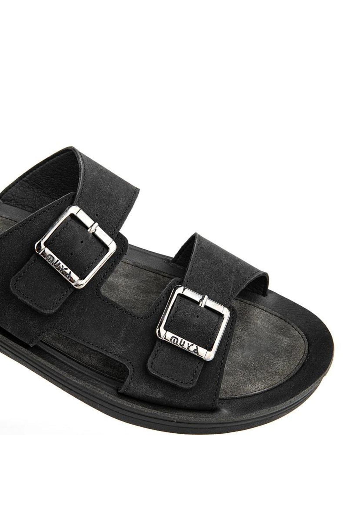دمپایی سیاه مردانه Slipper مردانههان Double Backle 33300 Muya