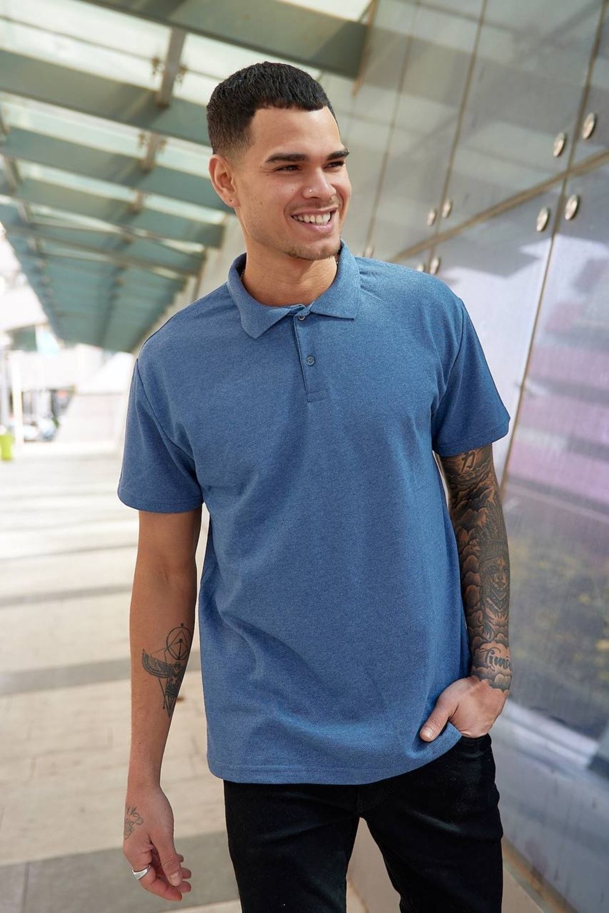 Denim blue outlet polo shirt