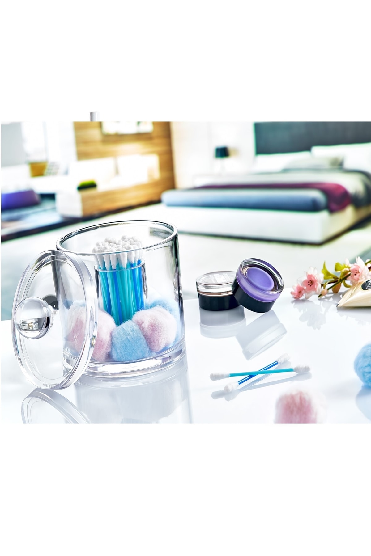 Transparent Round Cotton Box And Ear Stick Box