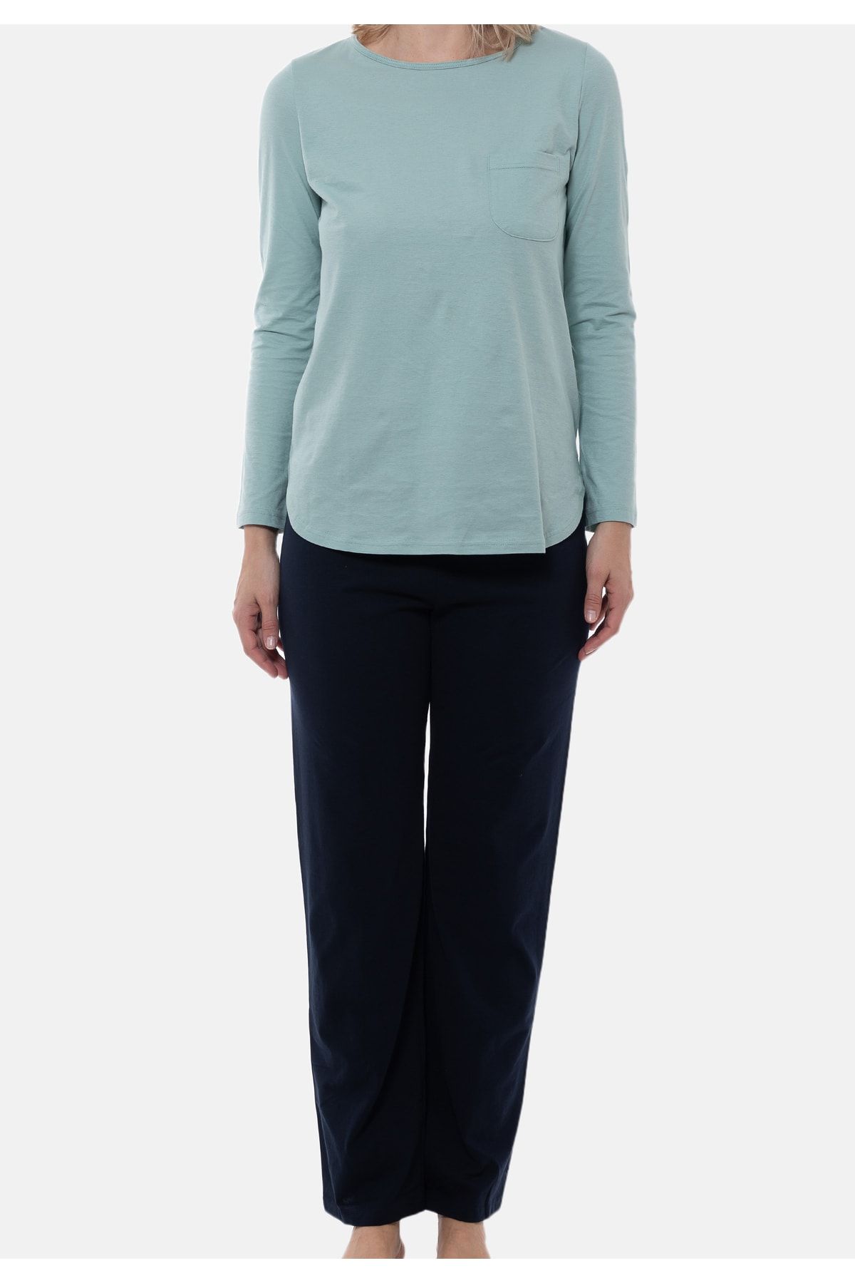 AMMANN Pyjama Blau Unifarben