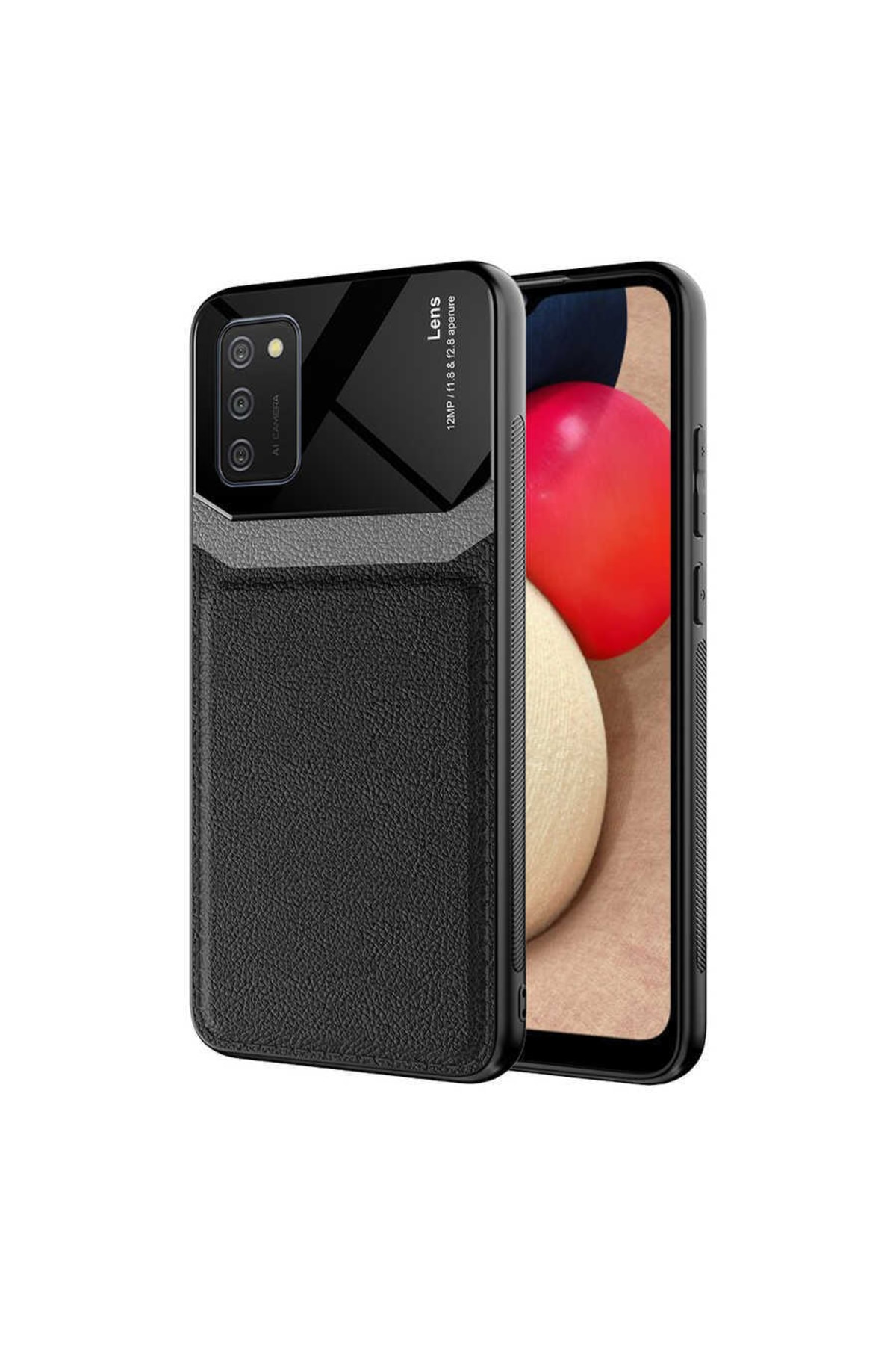 Samsung Galaxy A02s Case Glossy Surface Leather Look Cover
