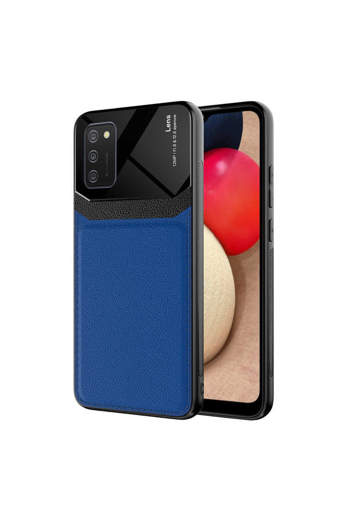Samsung Galaxy A02s Case Glossy Surface Leather Look Cover
