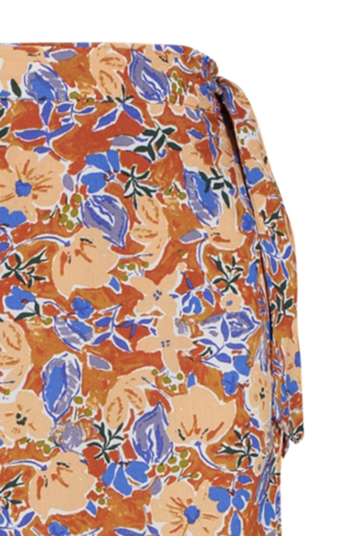 Trendyol Collection-Vícebarevná viskózová tkanina s květinovým vzorem Midi tkaná sukně TWOSS23ET00294 7