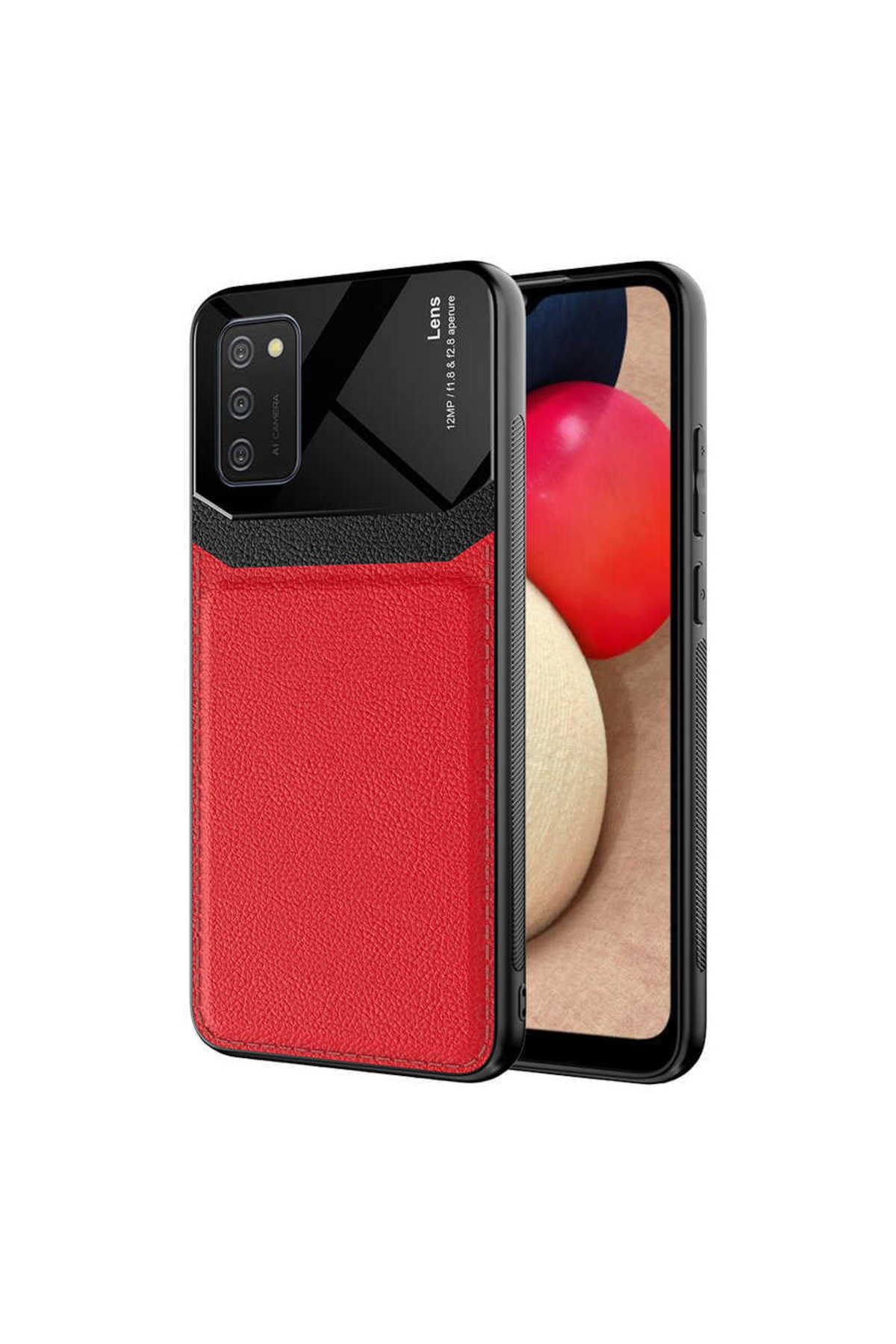 Samsung Galaxy A02s Case Glossy Surface Leather Look Cover