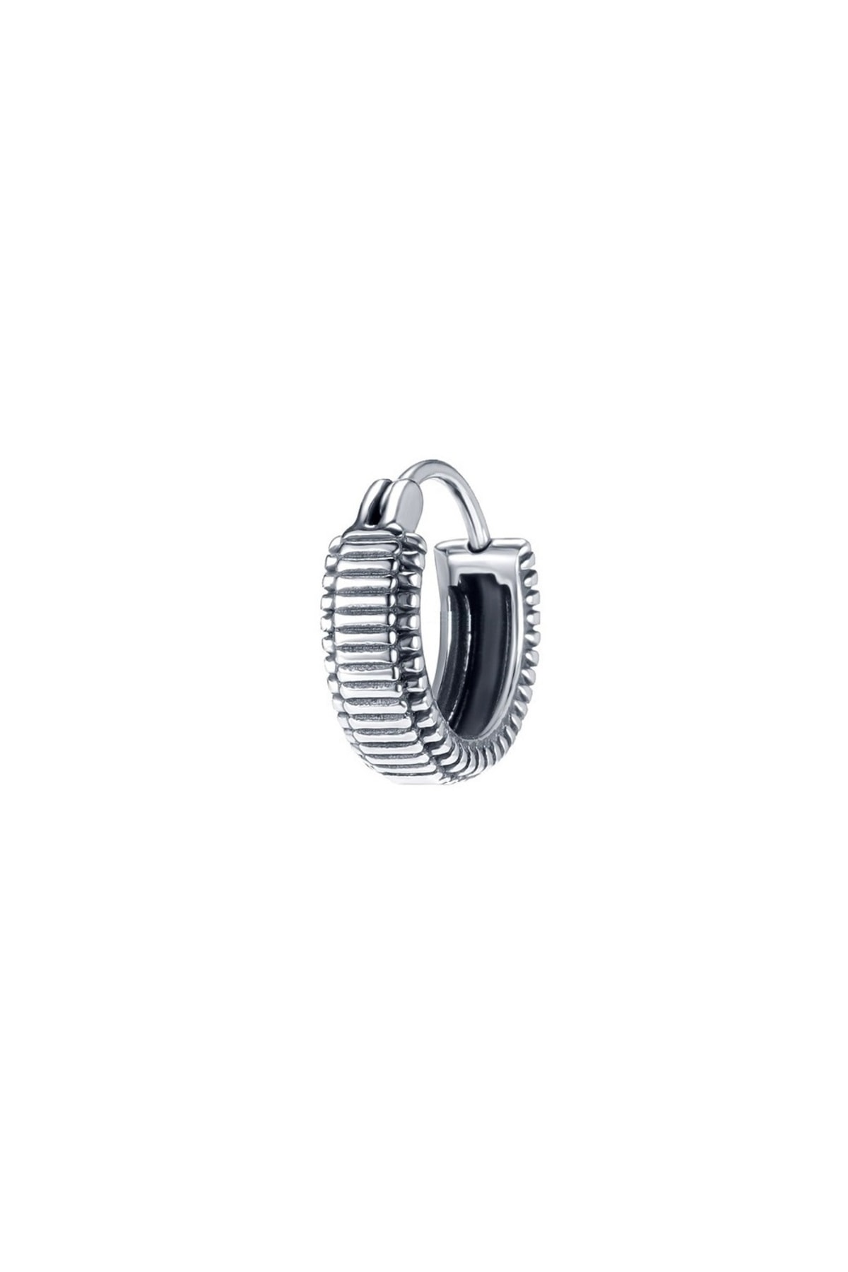 Modern Striped Sports Ring Biker Snap Men's 316l Steel Earrings