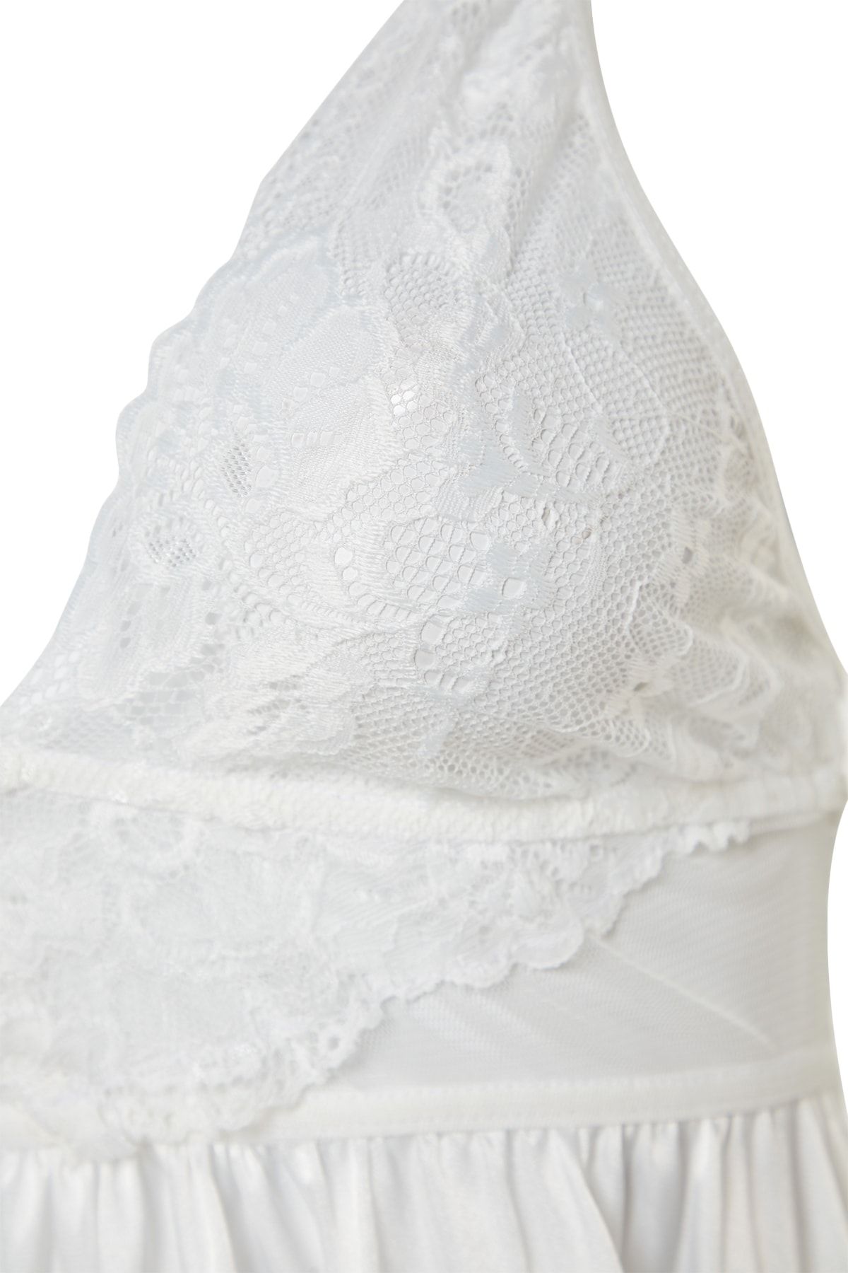 Trendyol Collection-Ecrufarbenes Babydoll aus Satin mit Spitze und Seilriemen – THMSS22LL0001 5