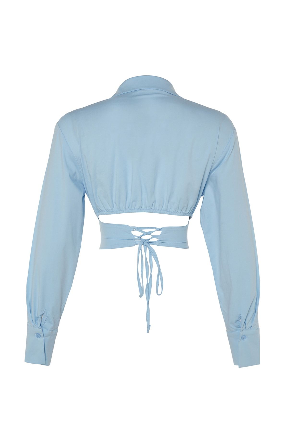 Trendyol Collection-Гольфик з попліну синього кольору з корсетною підкладкою TPRAW23GO00004 8