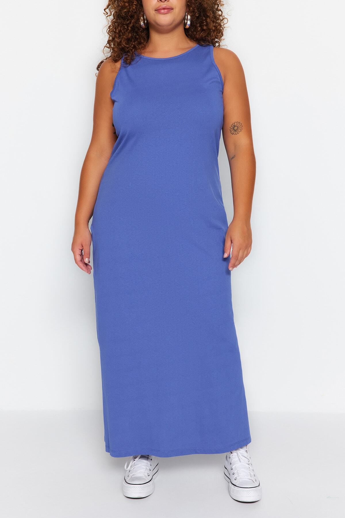 Trendyol Curve-Saks Colorful 100% Cotton Maxi Slit Dress - TBBSS22AH0162 3
