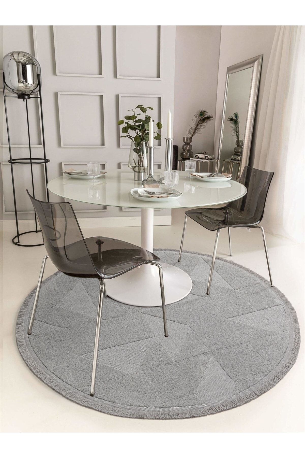 Cotton Halı Sidney Grey Yuvarlak Pelüş Dokulu Salon Makine Halısı