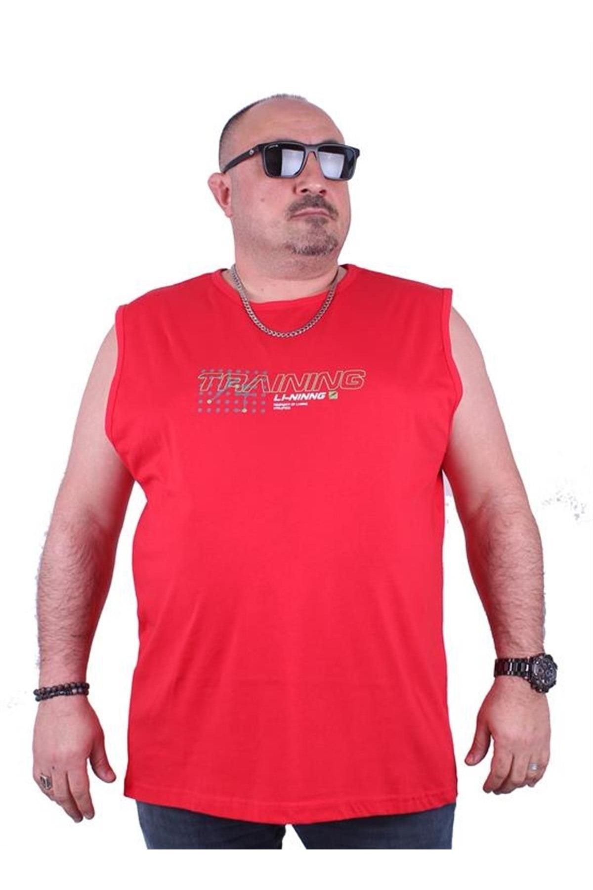 Мужская футболка без рукавов с принтом Starbattal Plus Size Training 23139 Бордовый Красный