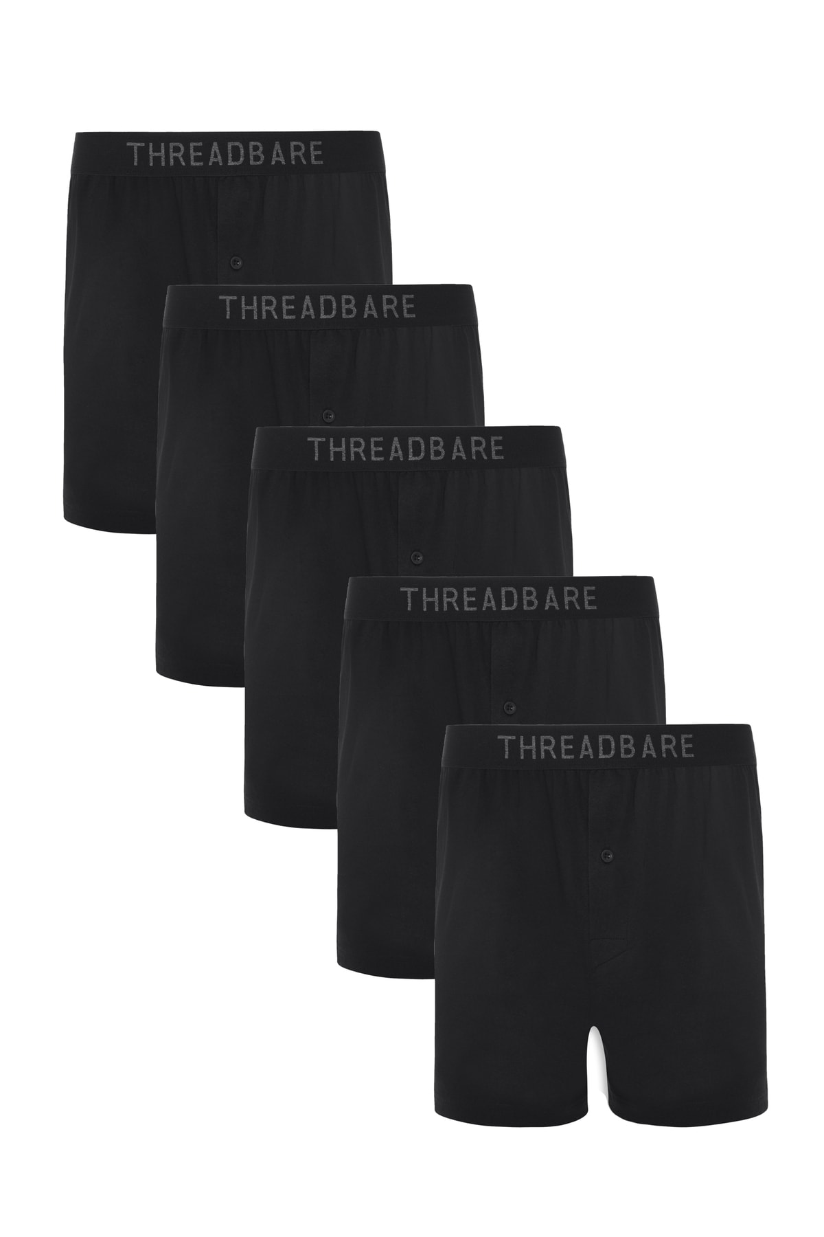 Threadbare Boxershorts Schwarz 5er-Pack Fast ausverkauft