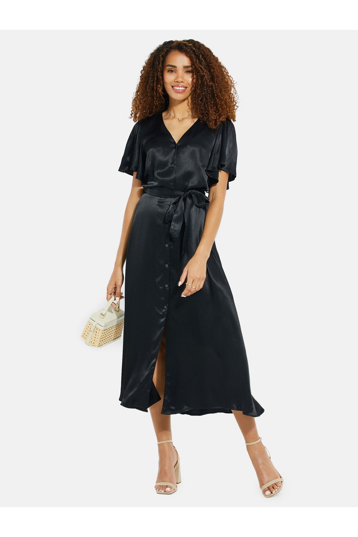 Threadbare Kleid Schwarz Wickelschnitt