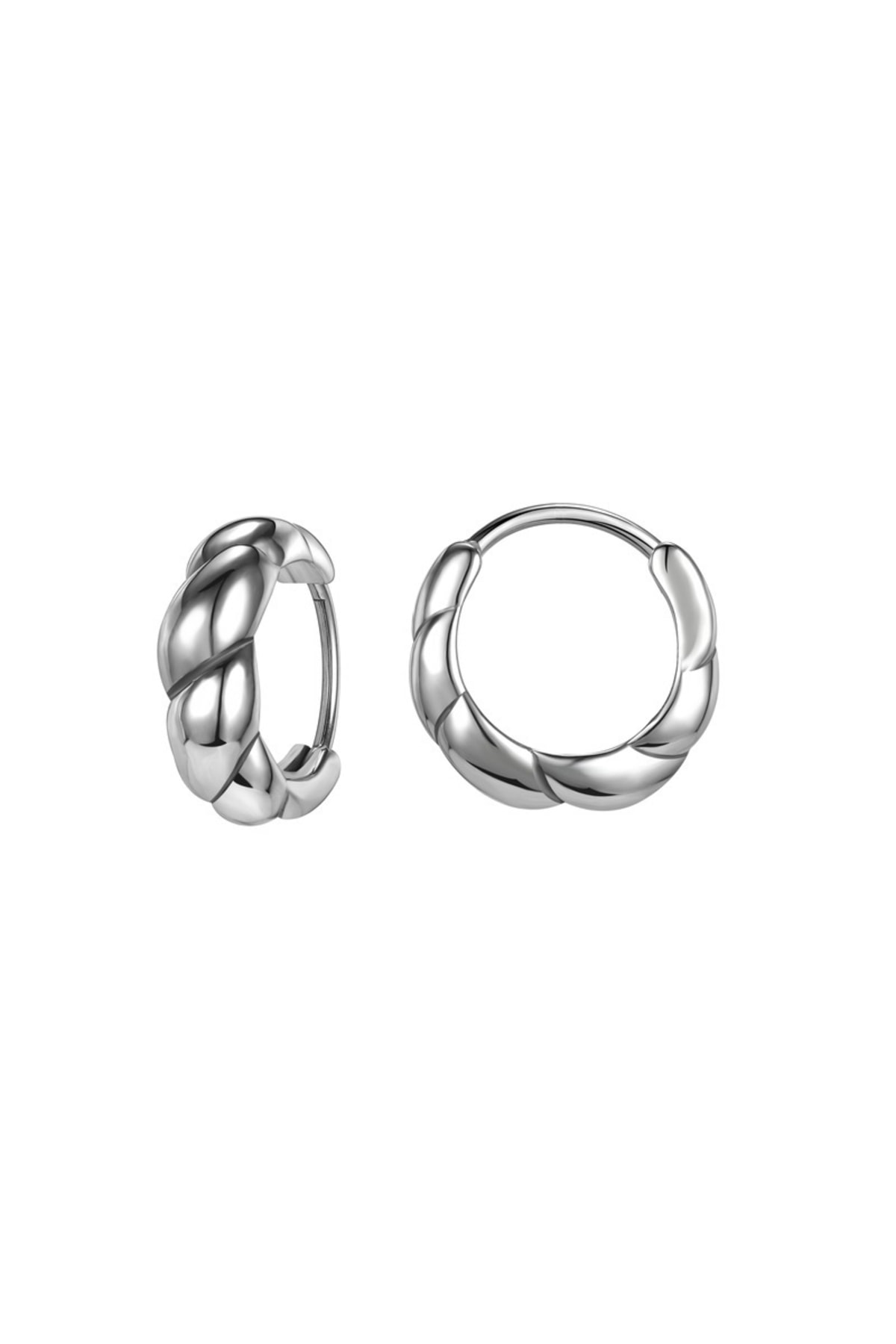 Modern Twist Striped Design Ring Snap Men's 316l Steel Earrings