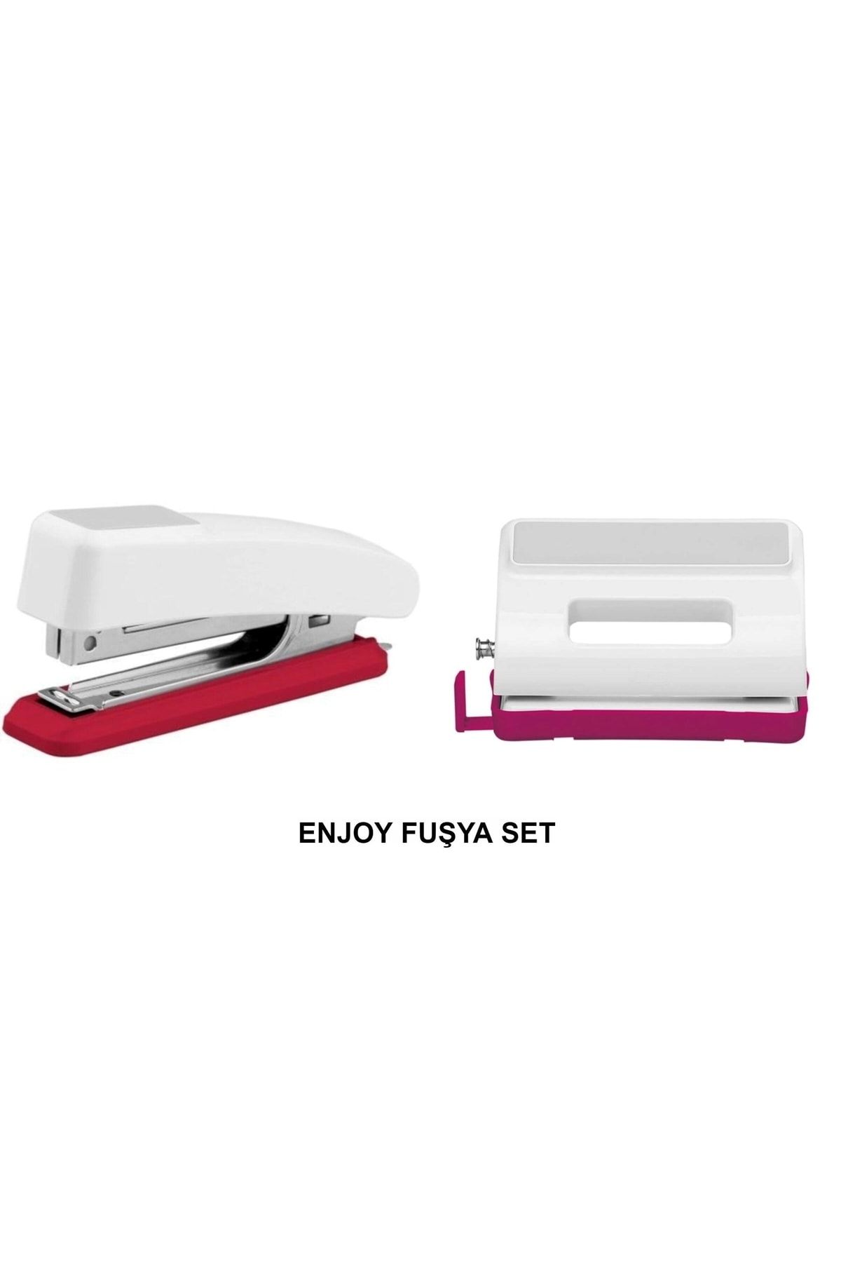 Mas-Enjoy Puncher 10 Sheets and Stapler No:10 Fuchsia 1