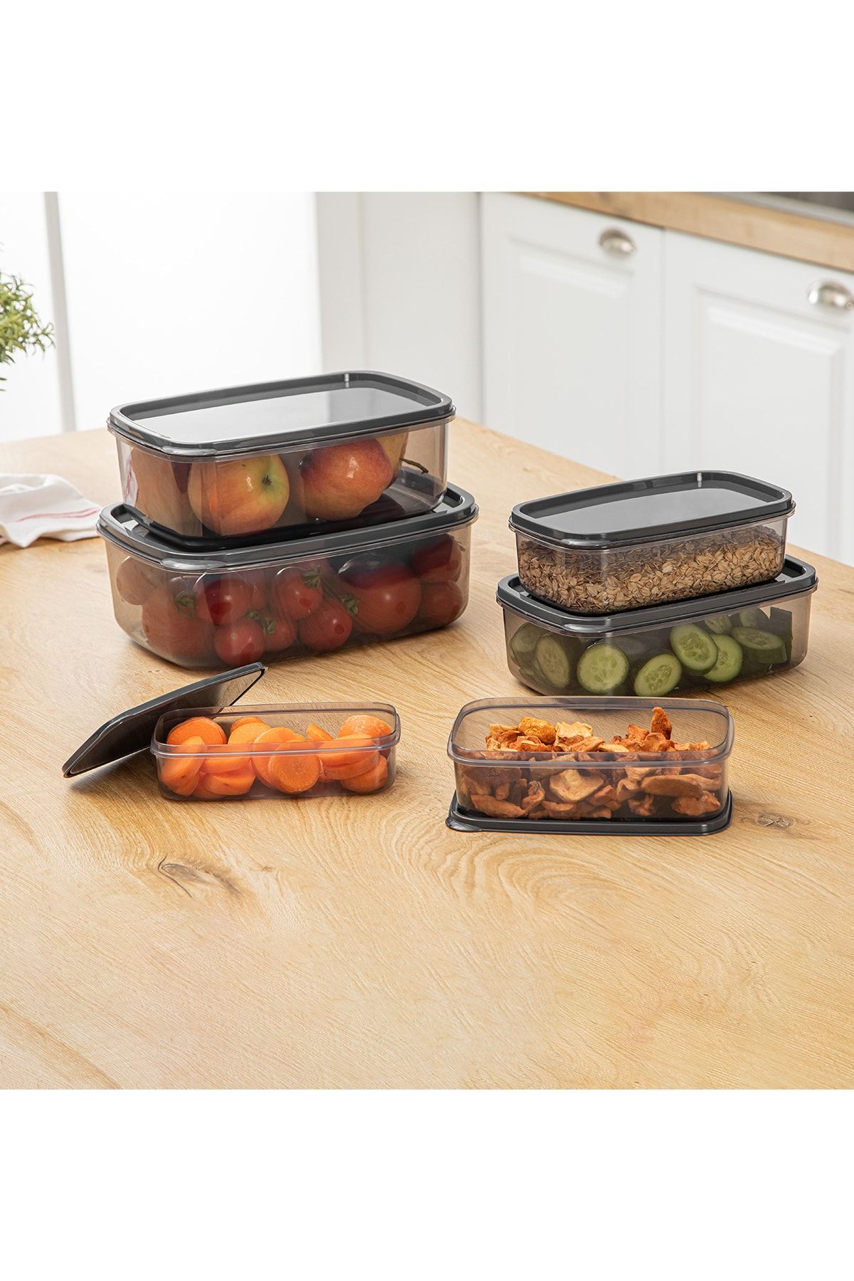HOMENIVA-Set of 6 Rectangular Lux Platinum Storage Containers 2