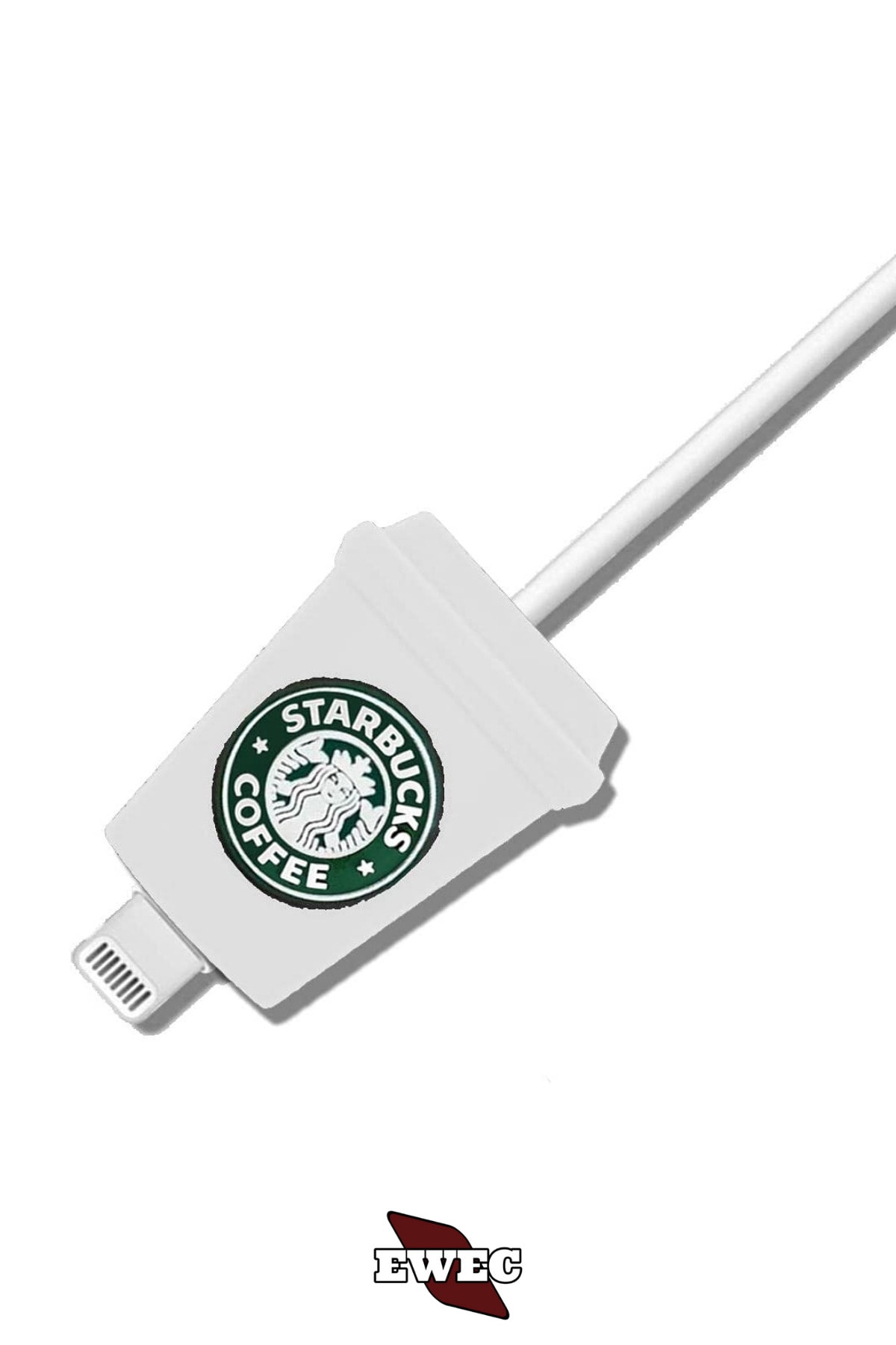 Cute Usb Cable Protector with White Starbucks Cup Shape, Silicone Charging Cable Protector
