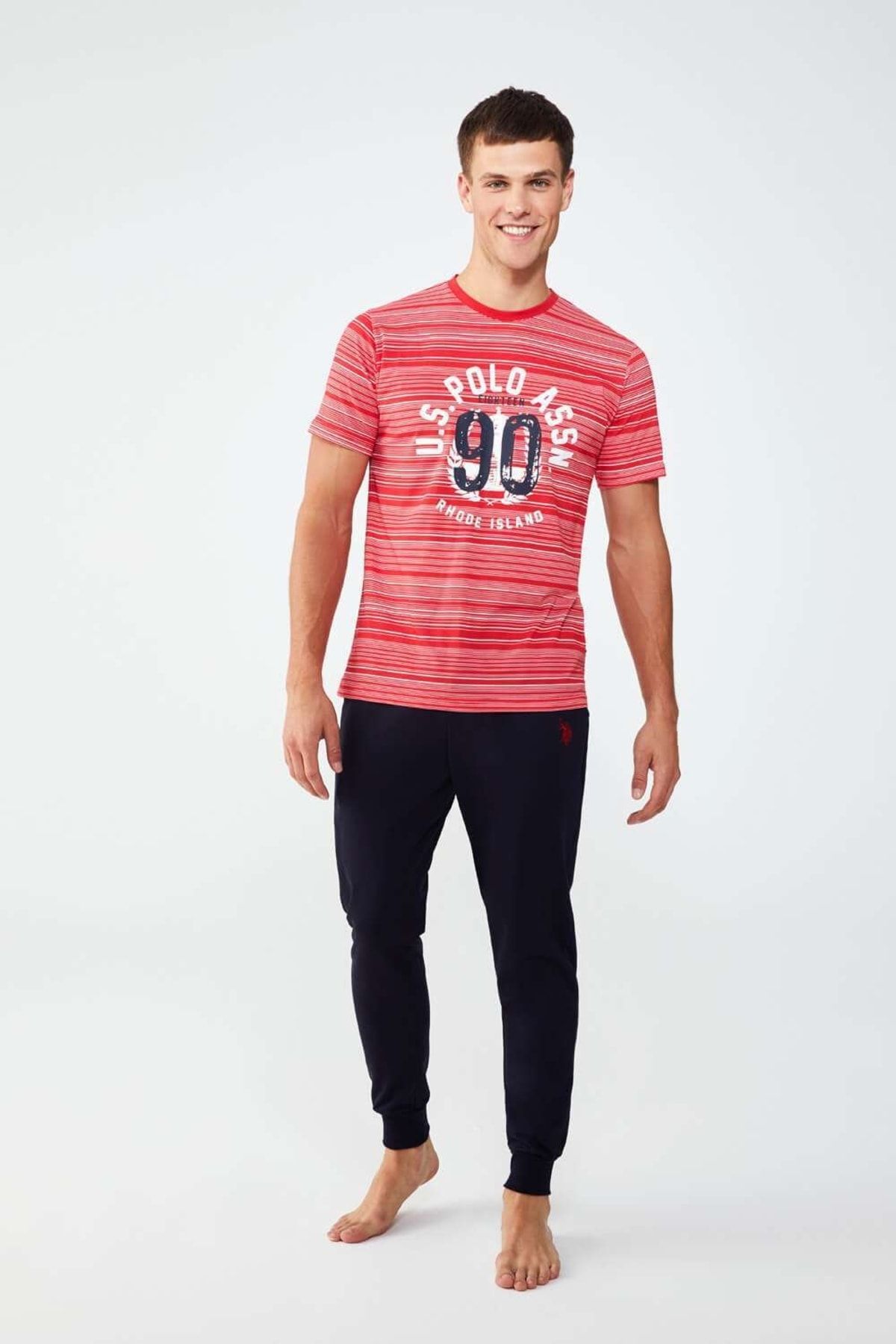U.S. Polo Assn. Erkek Kırmızı Yuvarlak Yaka Pijama Takımı